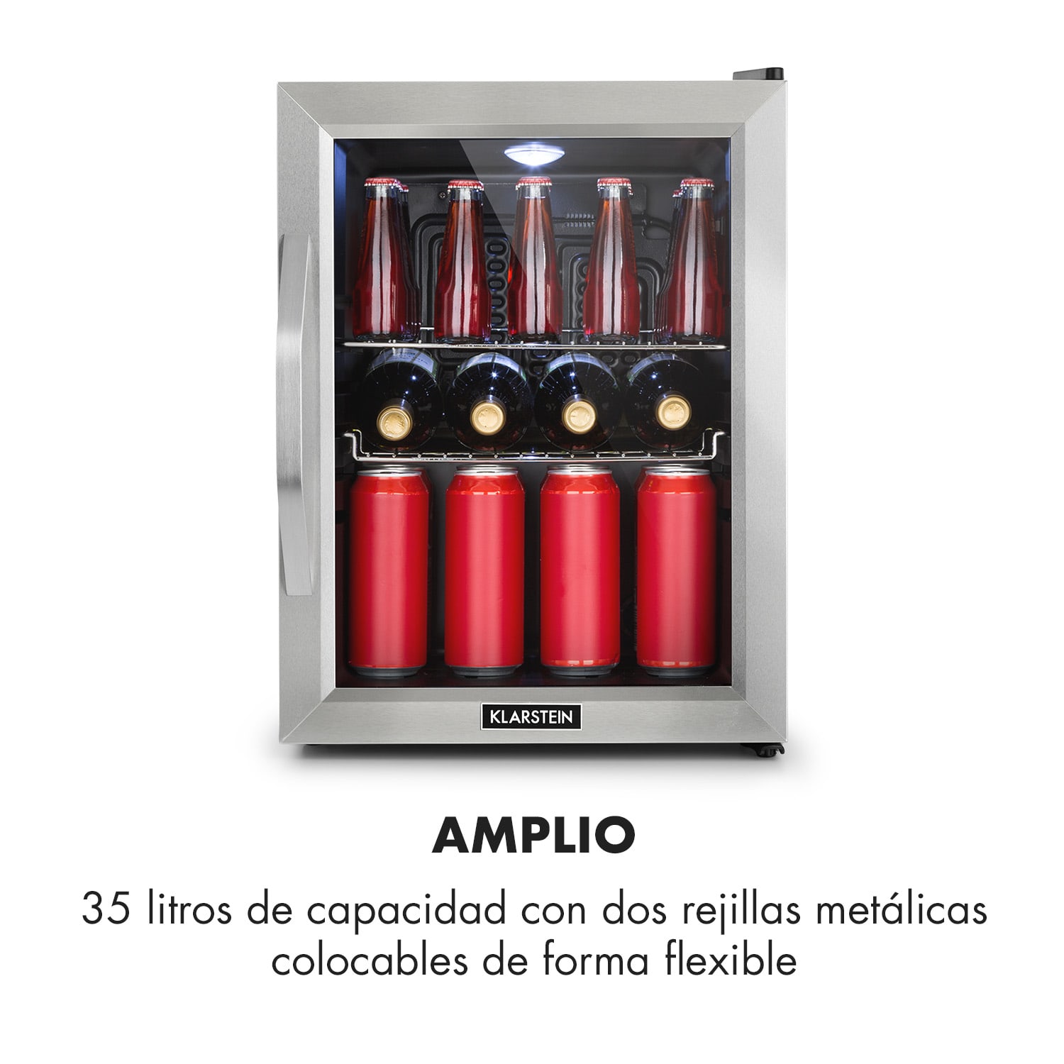 Beersafe M Nevera 33 litros 2 estantes Puerta panorámica de cristal Acero inoxidable 33 L | Acero Inoxidable