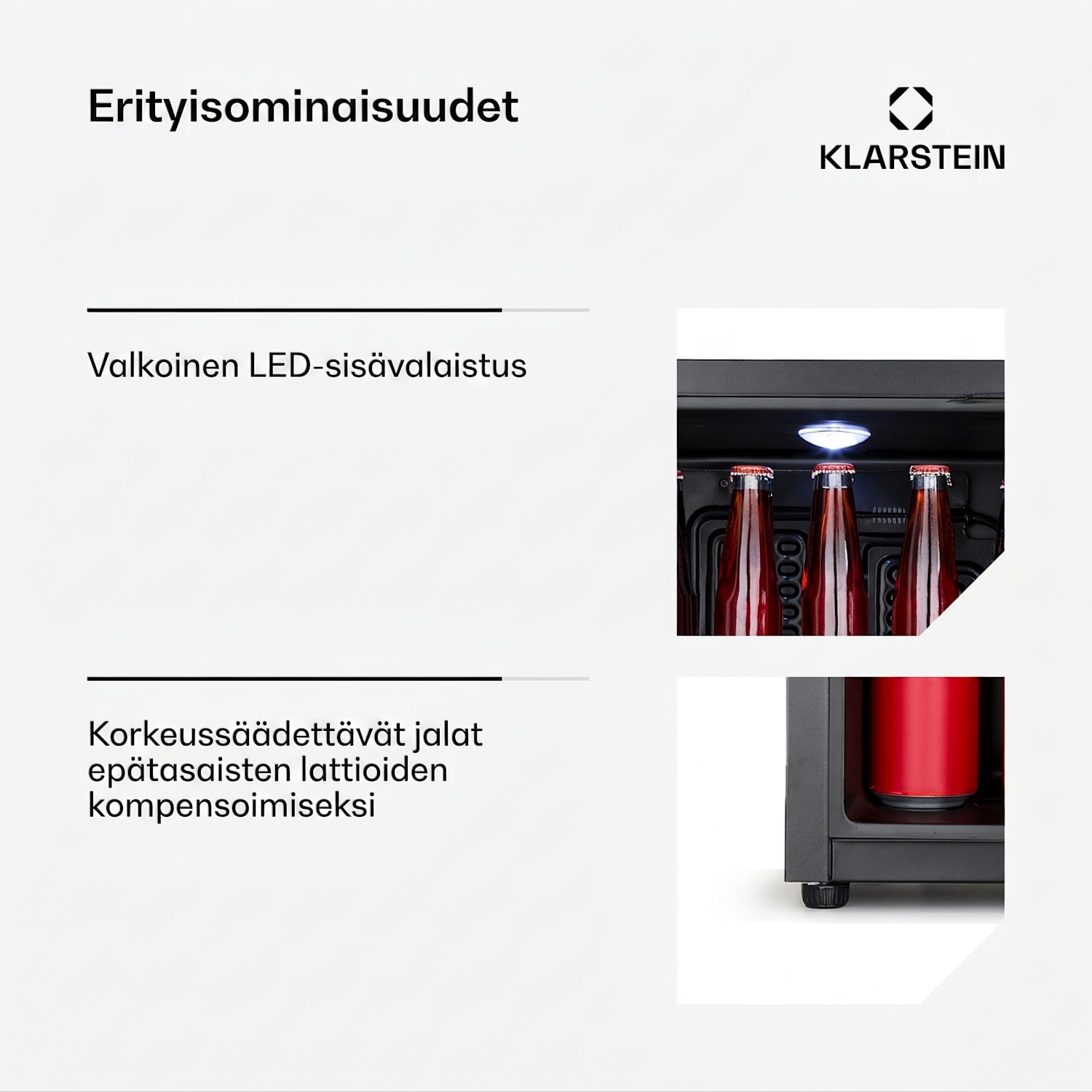 Beersafe M jääkaappi 33 litraa 2 hyllyä panoraamalasiovi ruostumaton teräs 33 L | Musta | Hopea