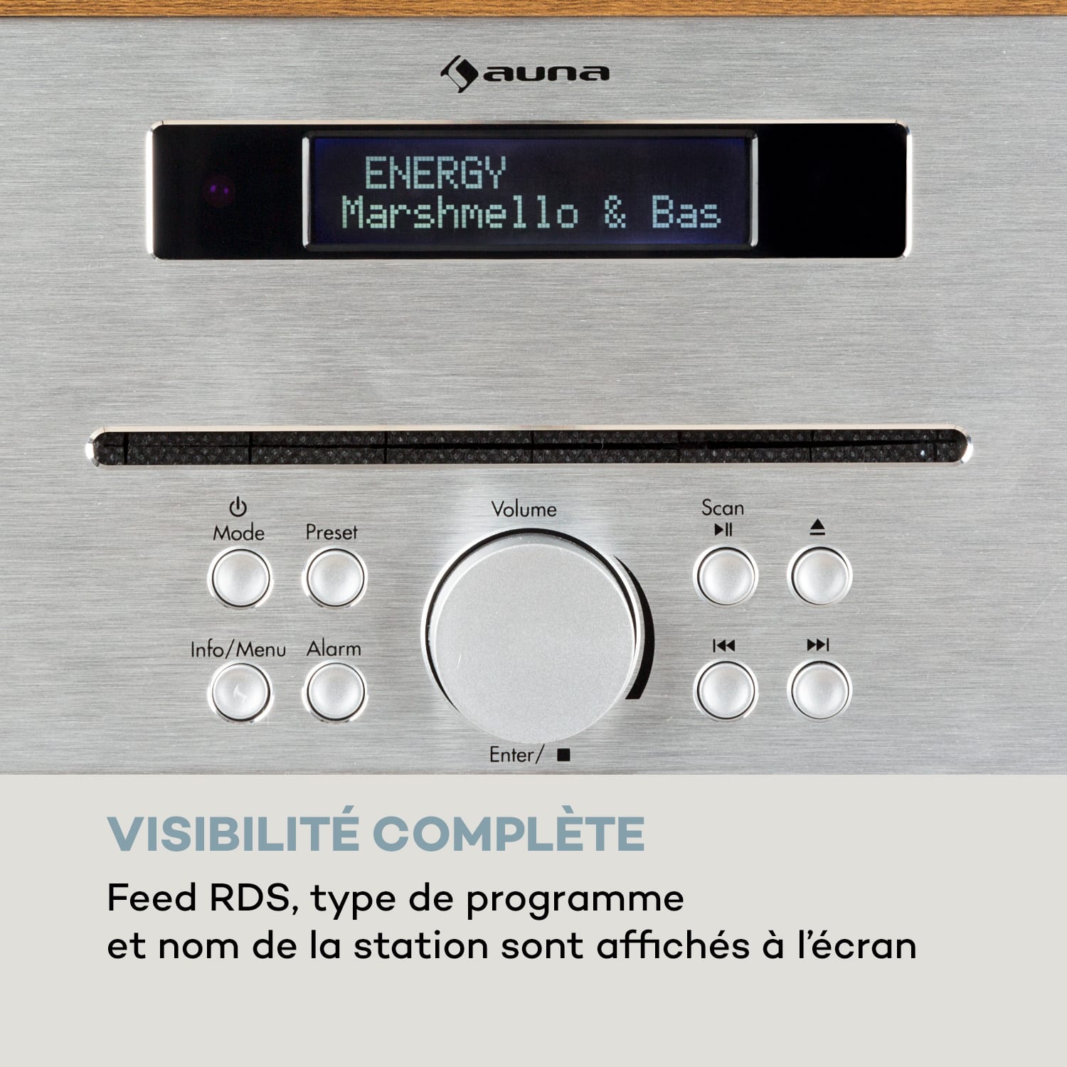 Silver Star CD-FM Lecteur CD FM Slot-In Bluetooth Alu 2x 20W max. - marron Brun