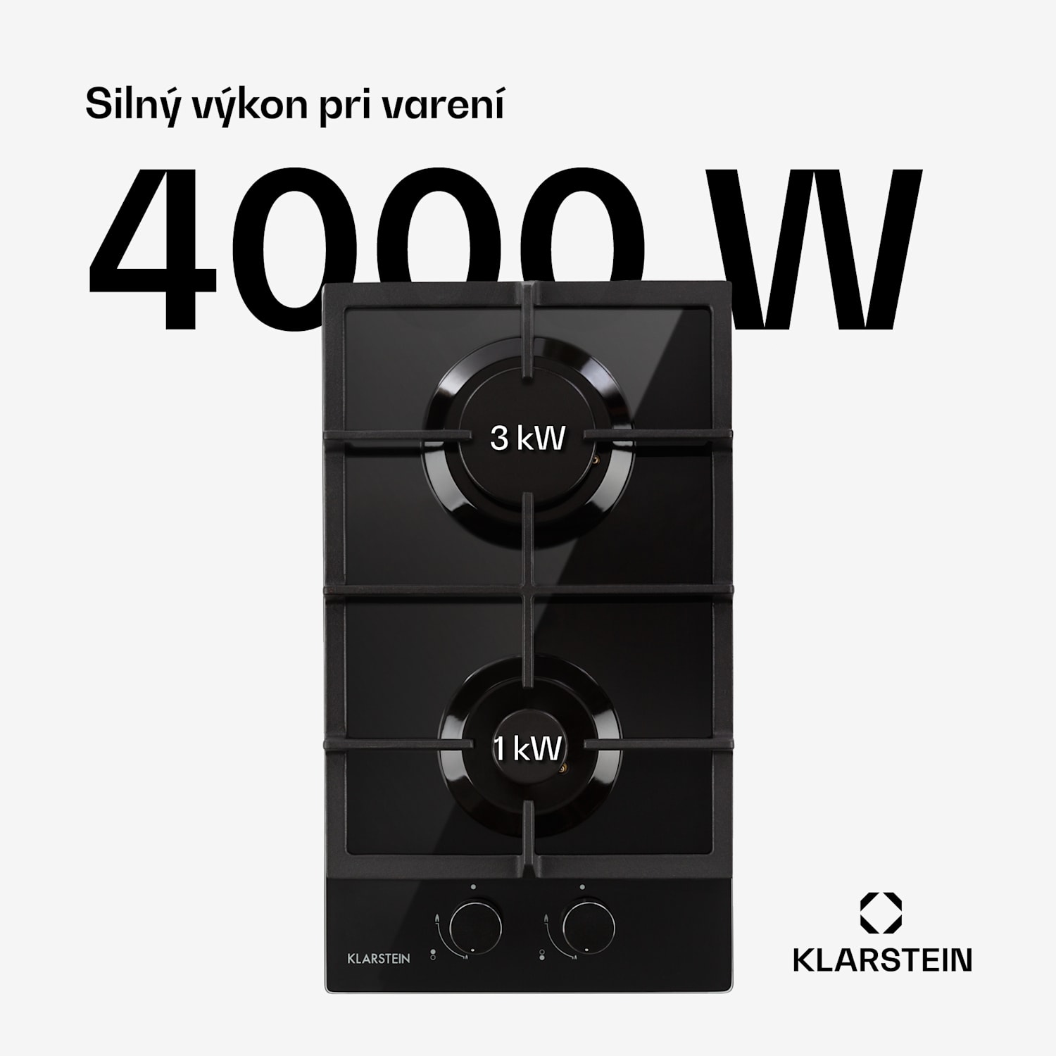 Ignito Domino, plynová varná doska, 2 Sabaf horáky, sklokeramika, čierna 30 cm | Čierna