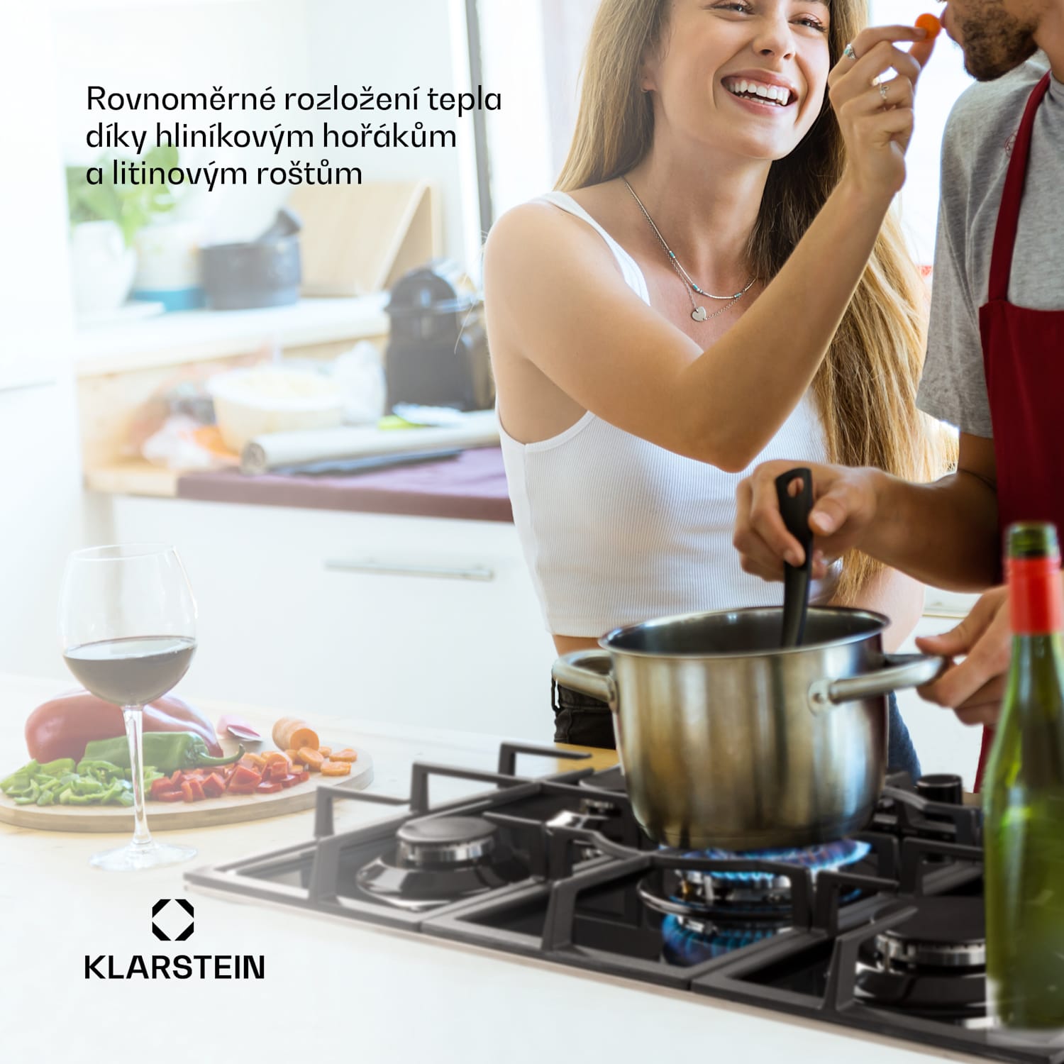 Ignito 5, plynová varná deska, 5 hořáků Sabaf, sklokeramika, černá 75cm | Černá