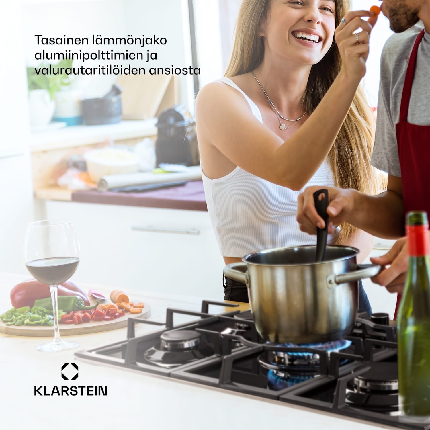 Ignito 5 Zonen kaasuliesi 5-liekkinen poltin lasikeraaminen musta 75 cm | Musta