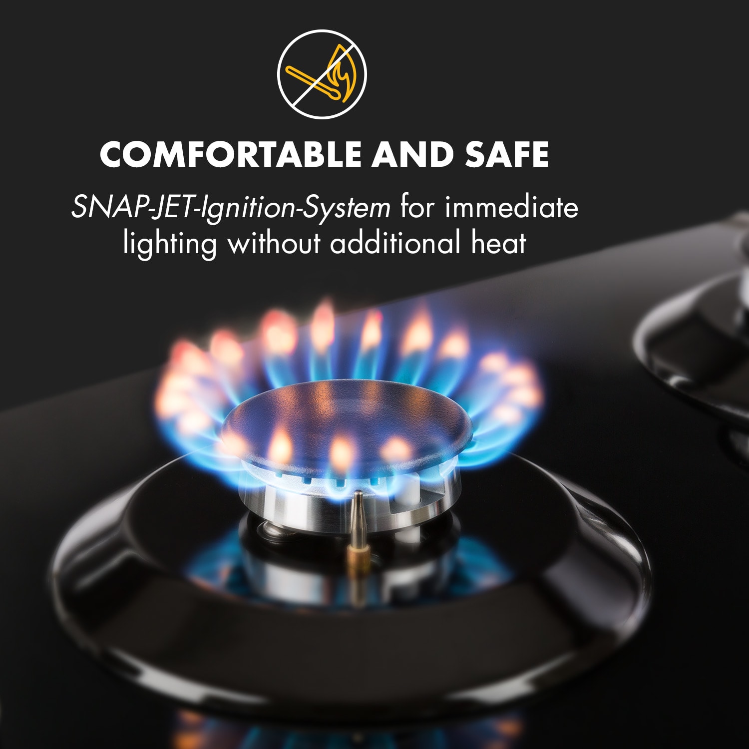 Ignito 5 Zonen Cocina a gas con 5 quemadores Vitrocerámica Negro 