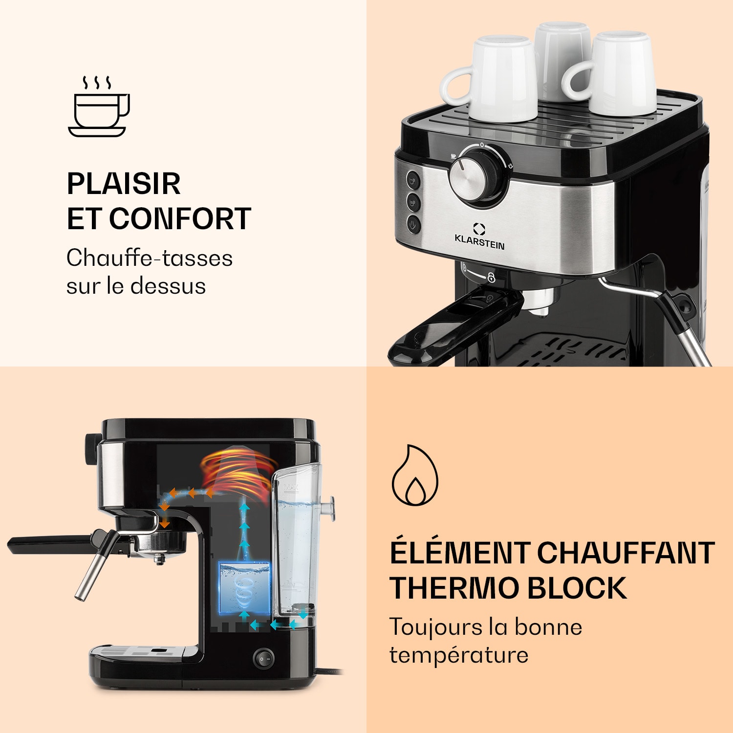 BellaVita Espresso Machine à espresso 20 Bar 1575 W 900 ml Chauffe-tasses 