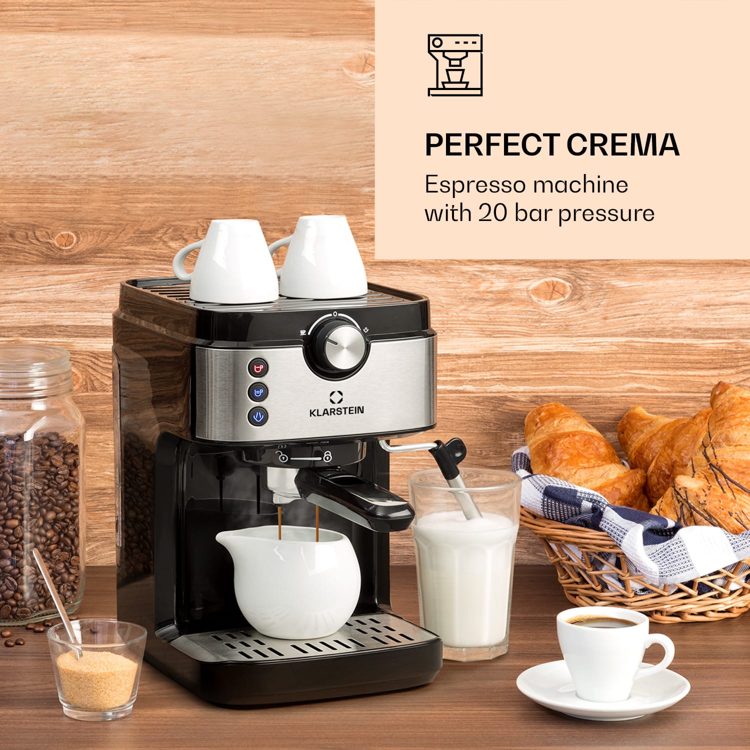 BellaVita Espresso, kávovar, 20 bar, 1575 W, 900 ml, stříbrná 