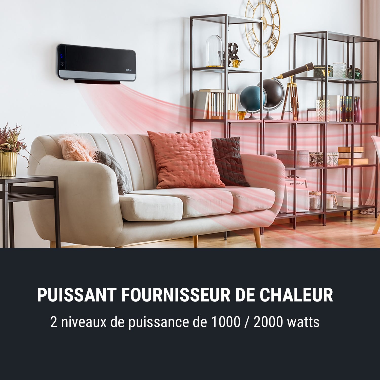 Heat Spire Radiateur colonne soufflant 1200W 2000W minuterie thermost