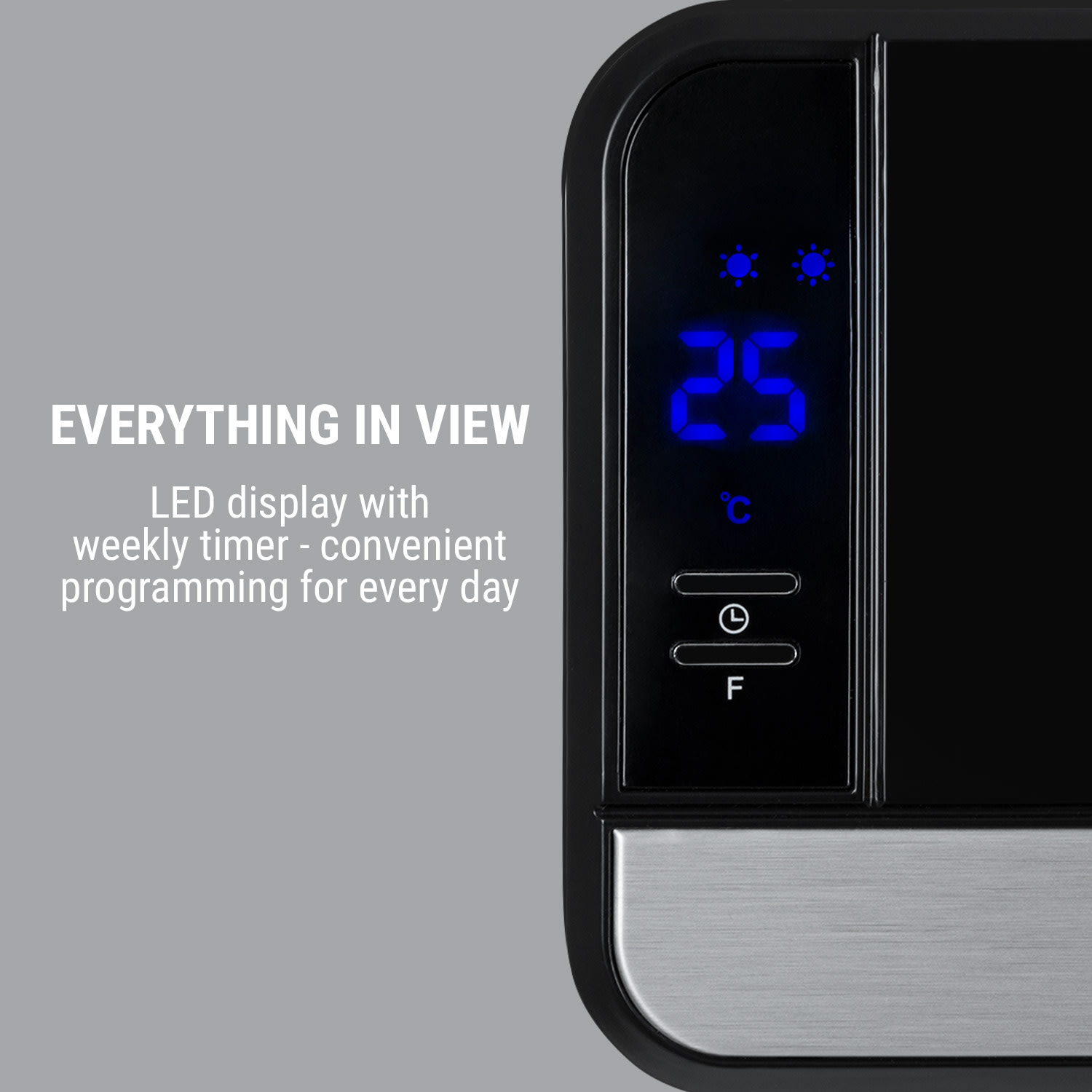 Wallkyrie, încălzitor de perete, 1000 W / 2000 W, 10 - 49 ° C, termostat, negru