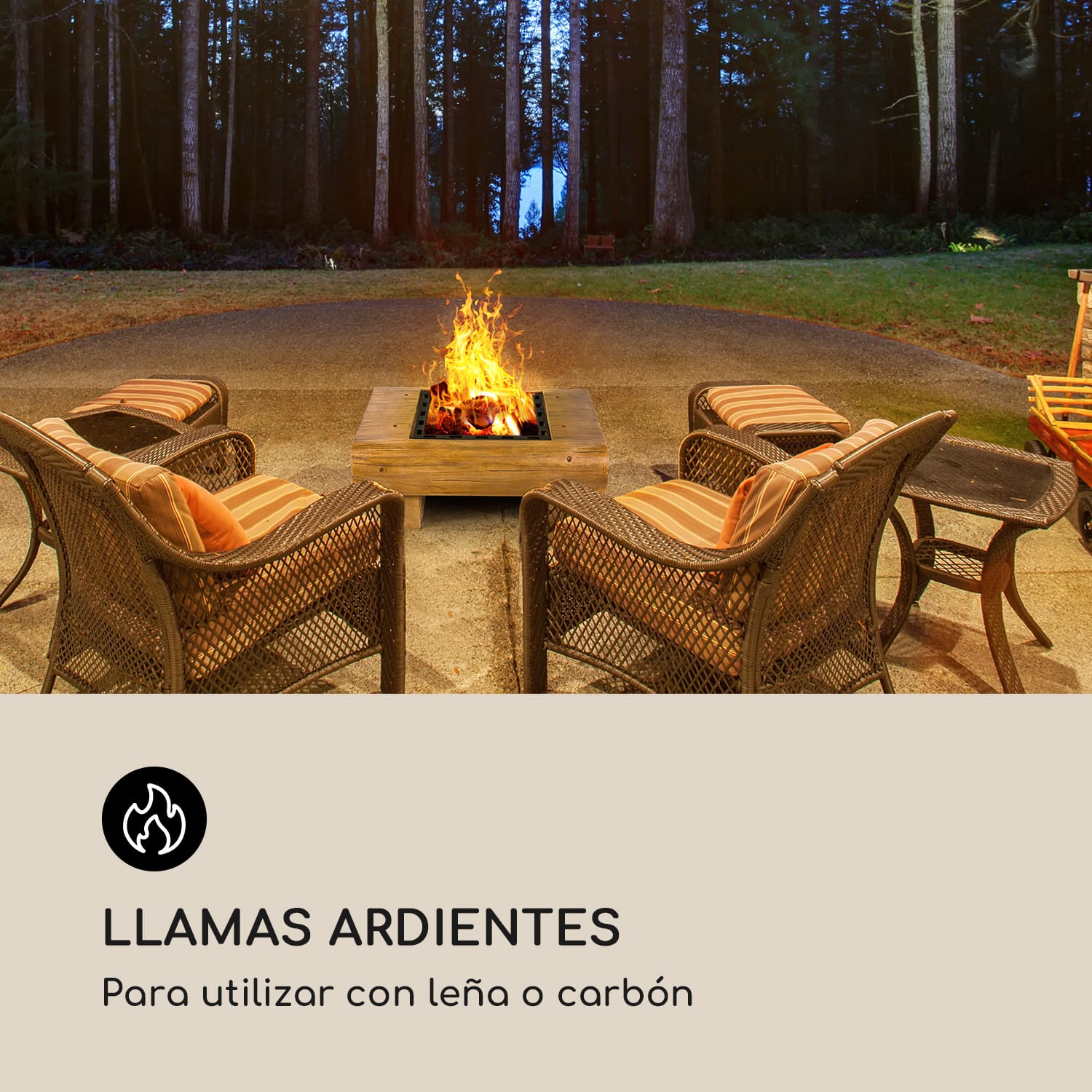 Lombardia Brasero 40 x 40 cm BBQ-Pit Parachispas MagicMag Aspecto de madera 