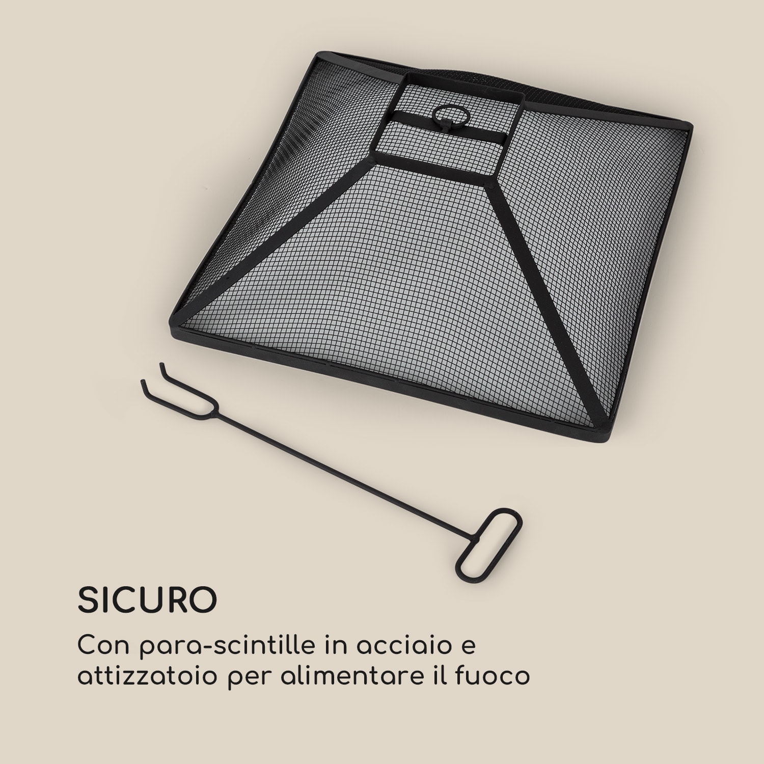 Lombardia Braciere 40x40 cm BBQ-Pit Antiscintilla MagicMag Effetto Legno 