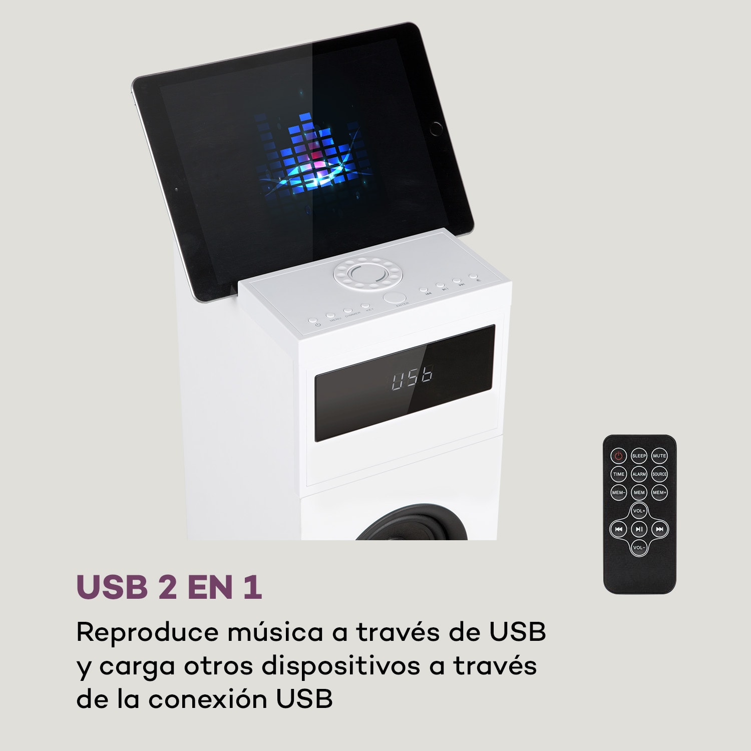Karaboom 100 Altavoz de torre 120 W máx. bluetooth USB 2 en 1