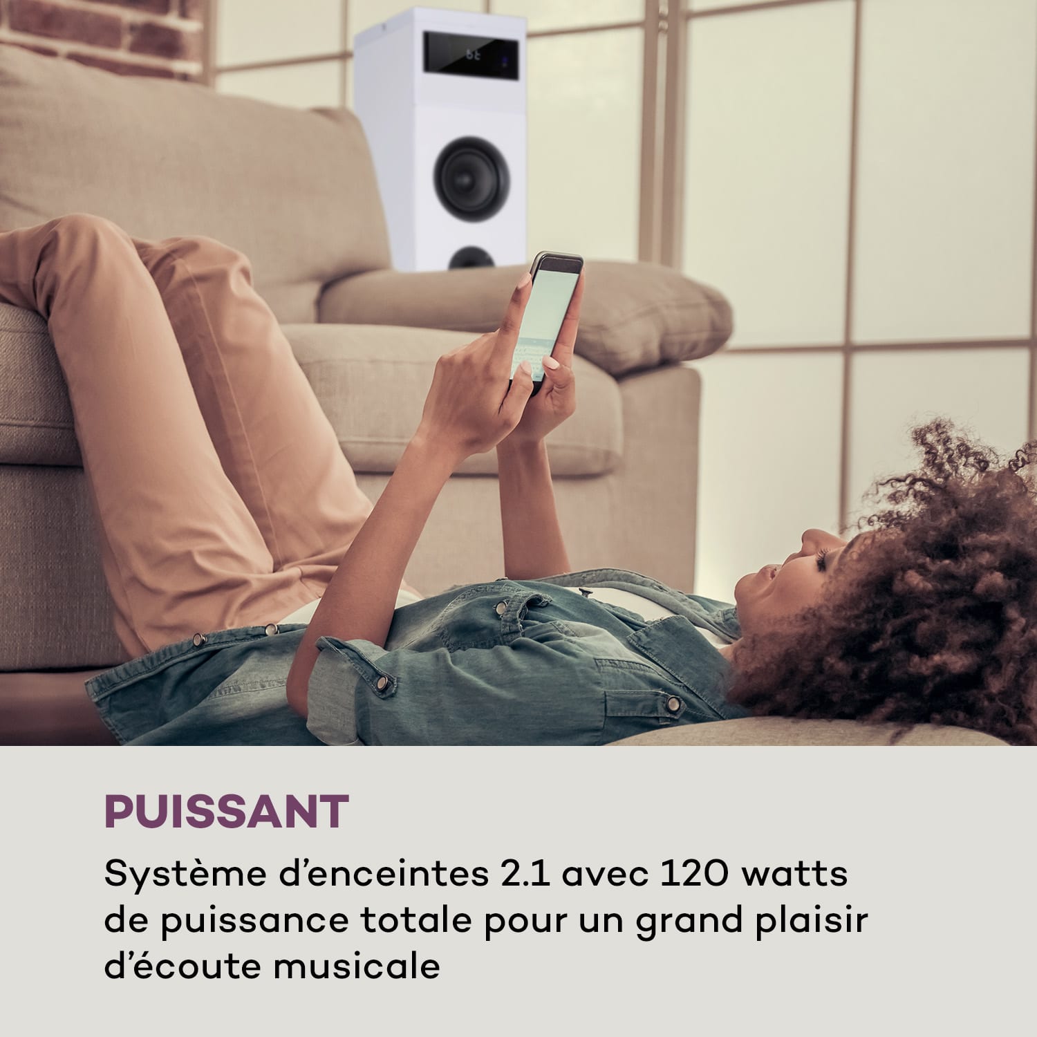 Karaboom 100 Enceinte tour 120W max. Bluetooth 2 in 1 USB 
