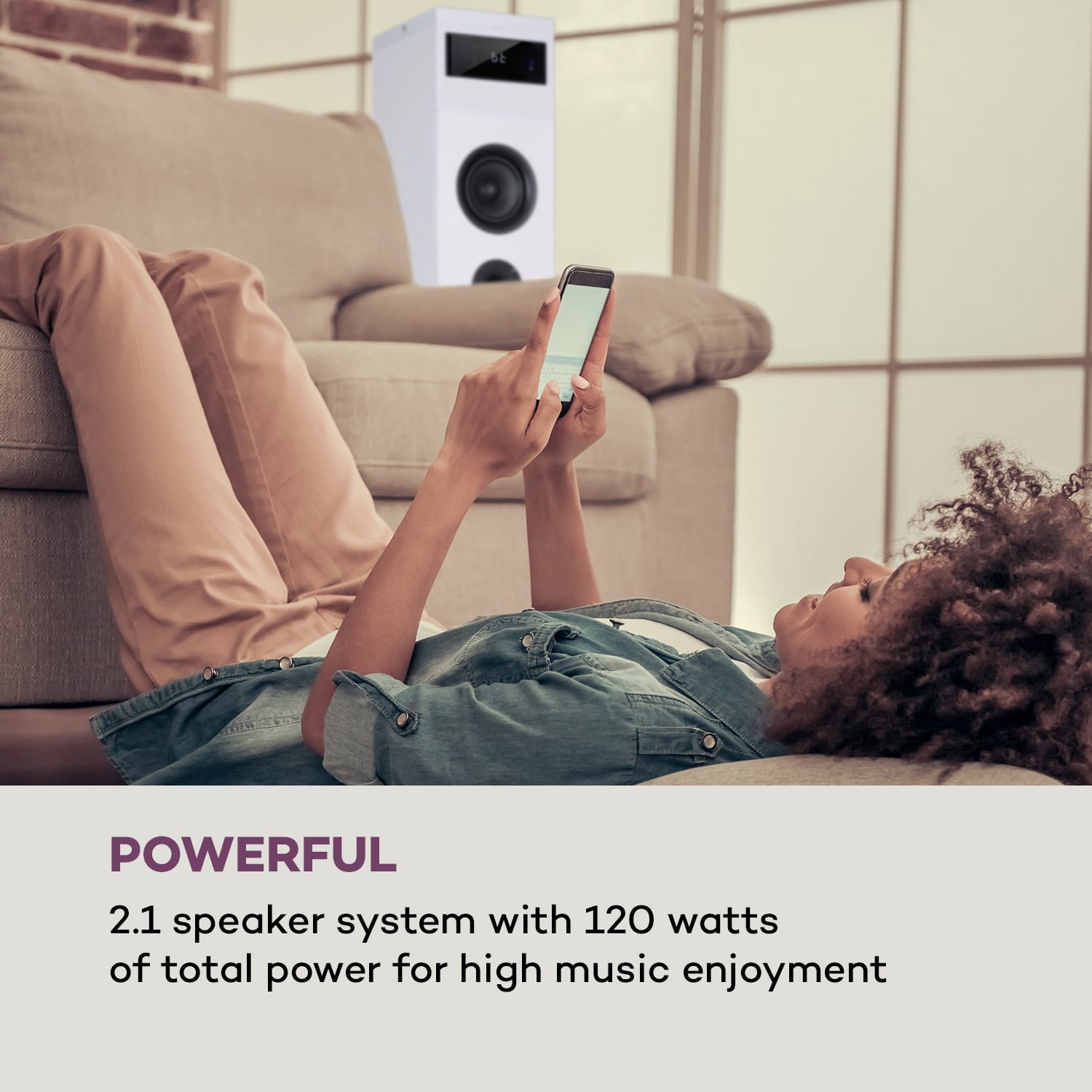 Karaboom 100, kolumna głośnikowa, maks. 120 W, Bluetooth, 2 v 1 USB, kolor biały