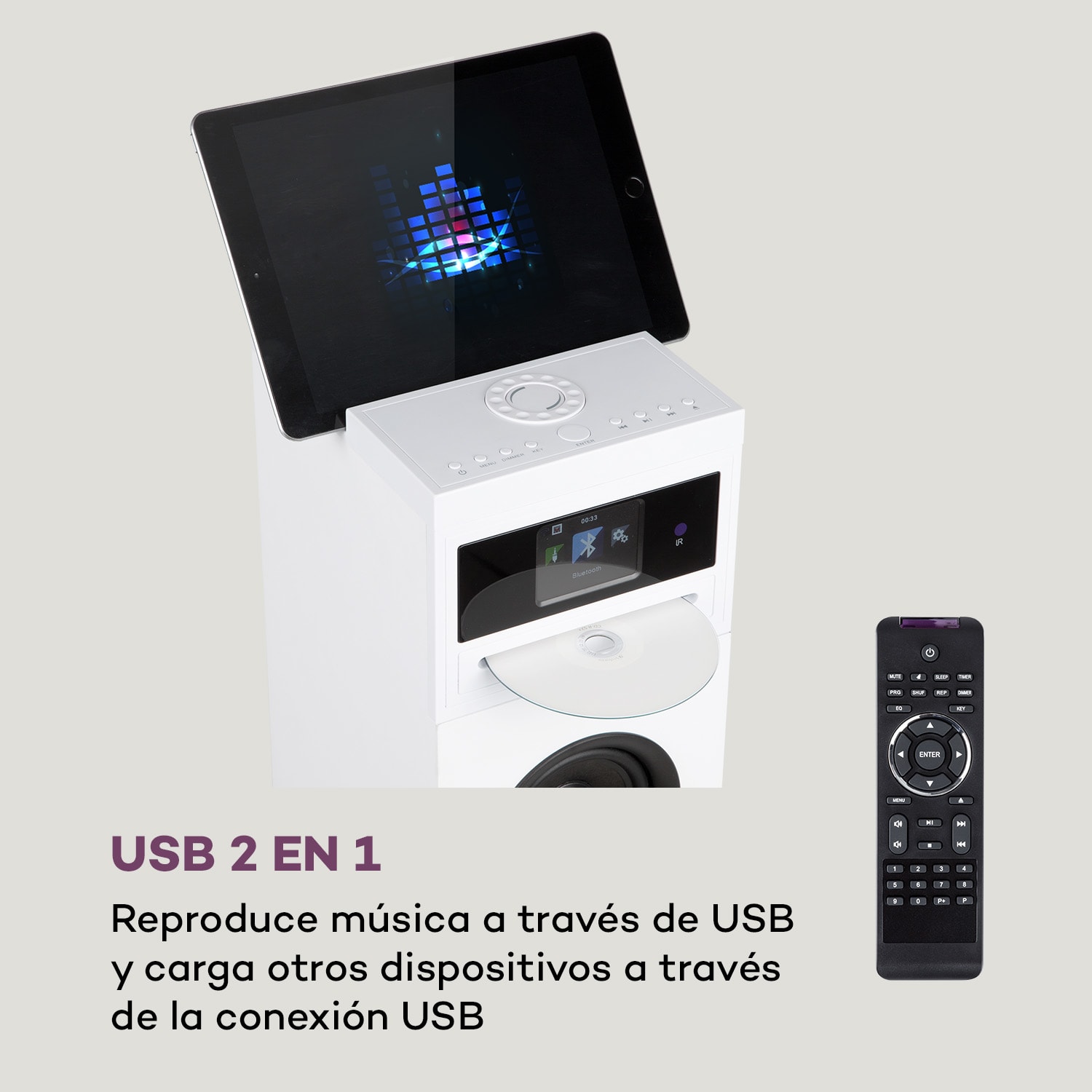 Karaboom 100 Wifi Altavoz de torre Radio de Internet DAB+ Bluetooth 120W Blanco Blanco