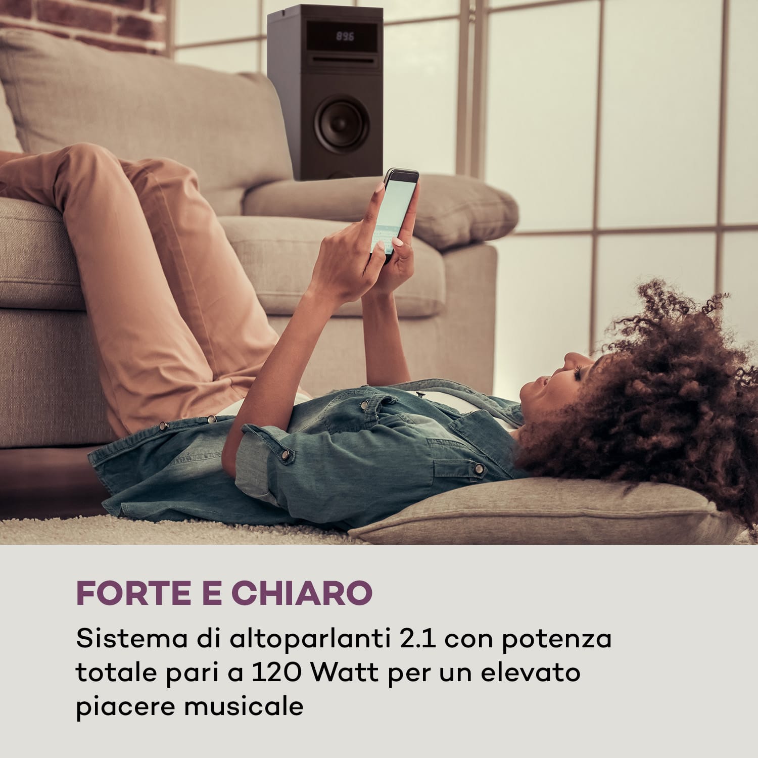 Karaboom 100 Wifi Tower Speaker Internet Radio DAB+ BT 120W nero Preto