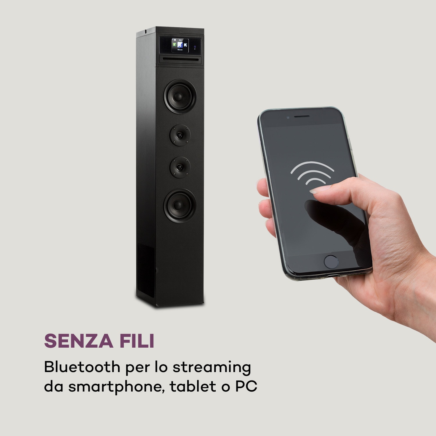 Karaboom 100 Wifi Tower Speaker Internet Radio DAB+ BT 120W nero Preto