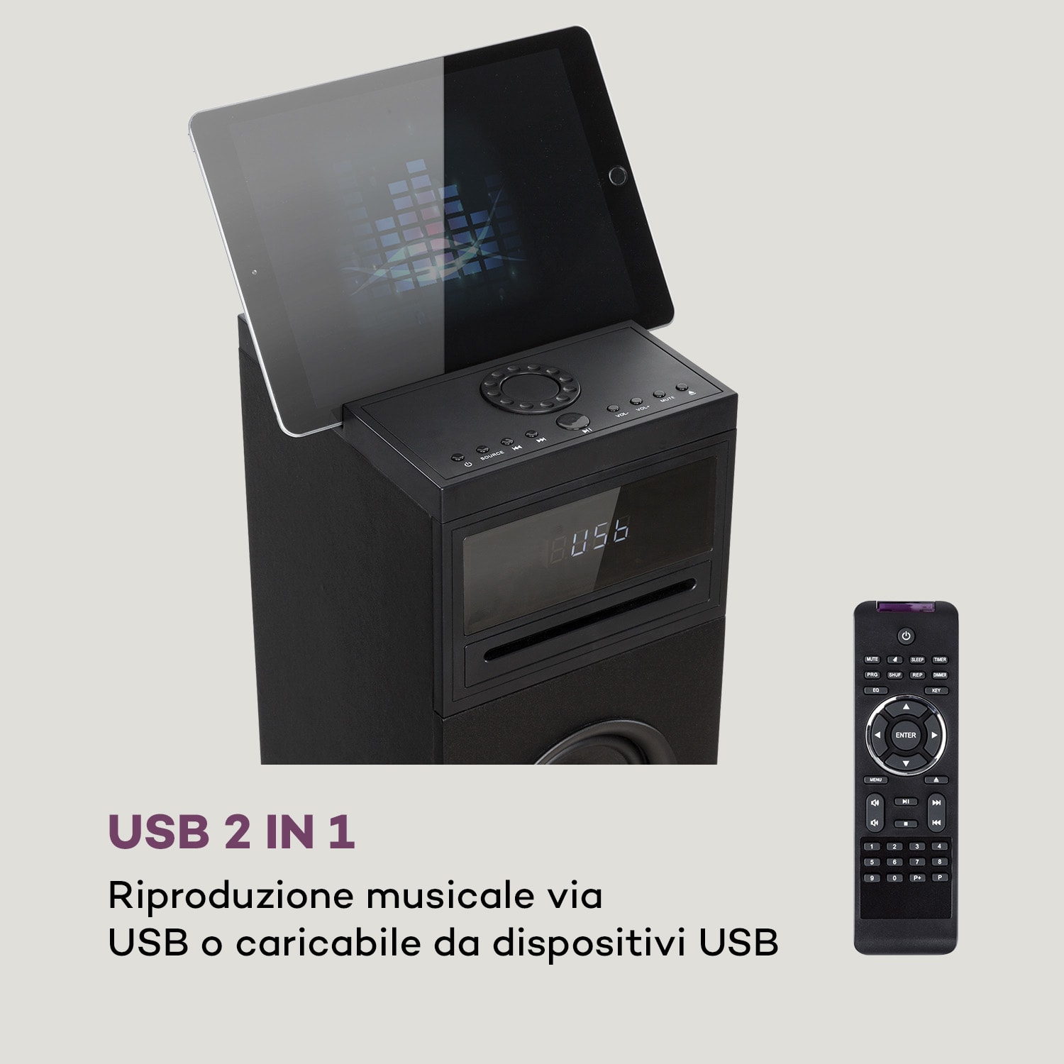 Karaboom 100 Wifi Tower Speaker Internet Radio DAB+ BT 120W nero Preto