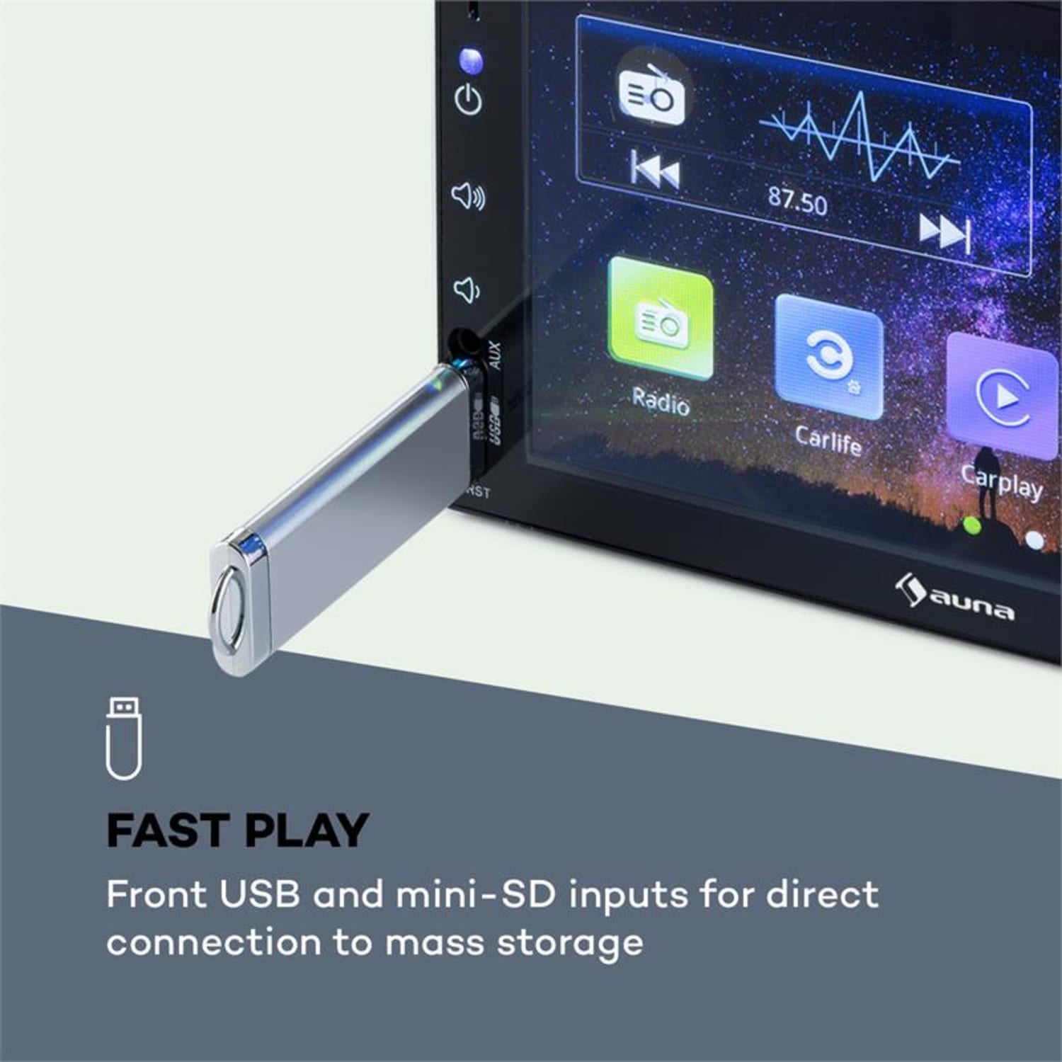 MVD-400 CP Autoradio 7" Touchscreen 4x45W BT Android Auto USB 2 DIN nera 