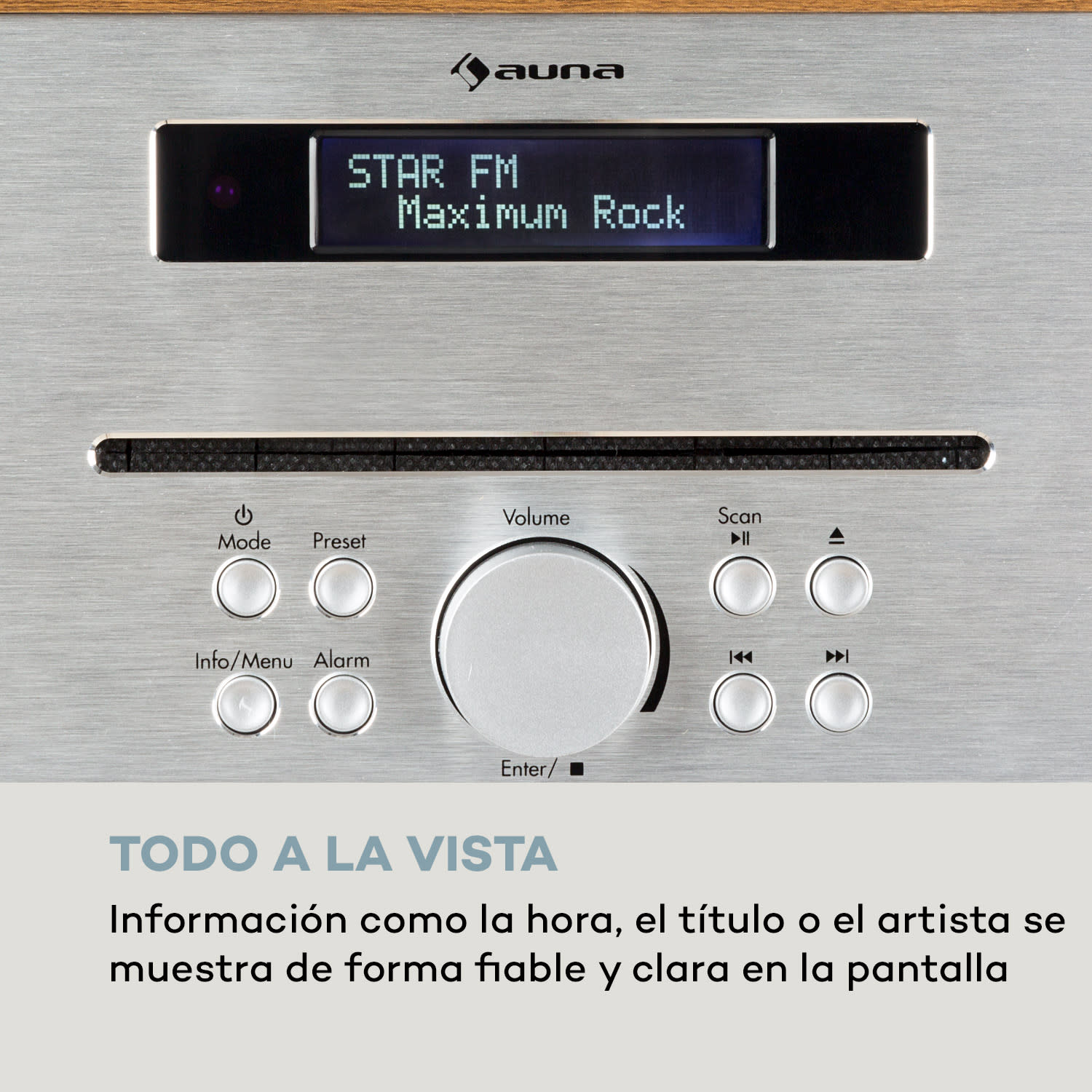 Silver Star CD-DAB 2x20W máx. Reproductor de CD con ranura DAB+ BT Alu marrón 