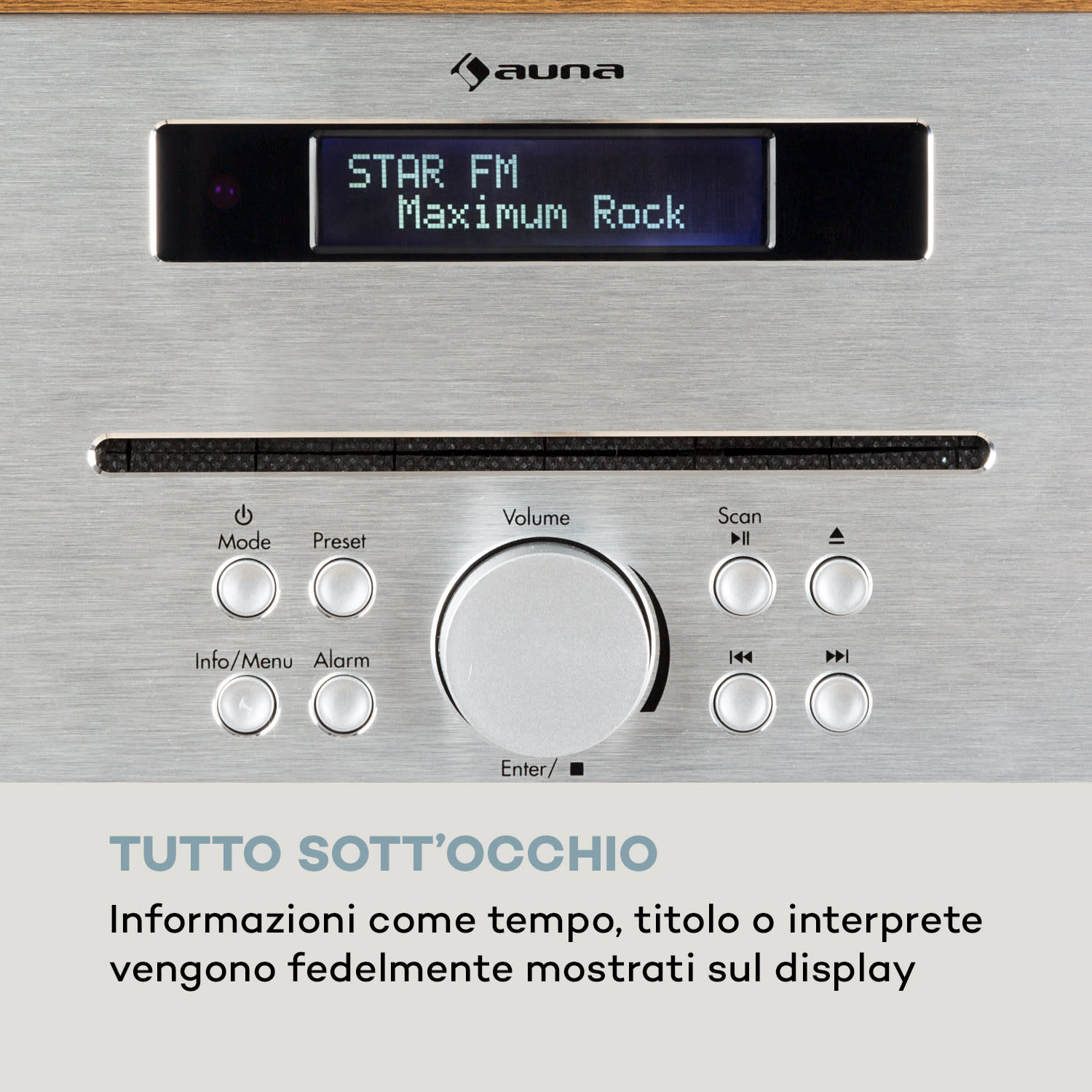 Silver Star CD-DAB - Lettore CD slot-in, max. 2 x 20 W, DAB+, BT, alluminio, marrone 