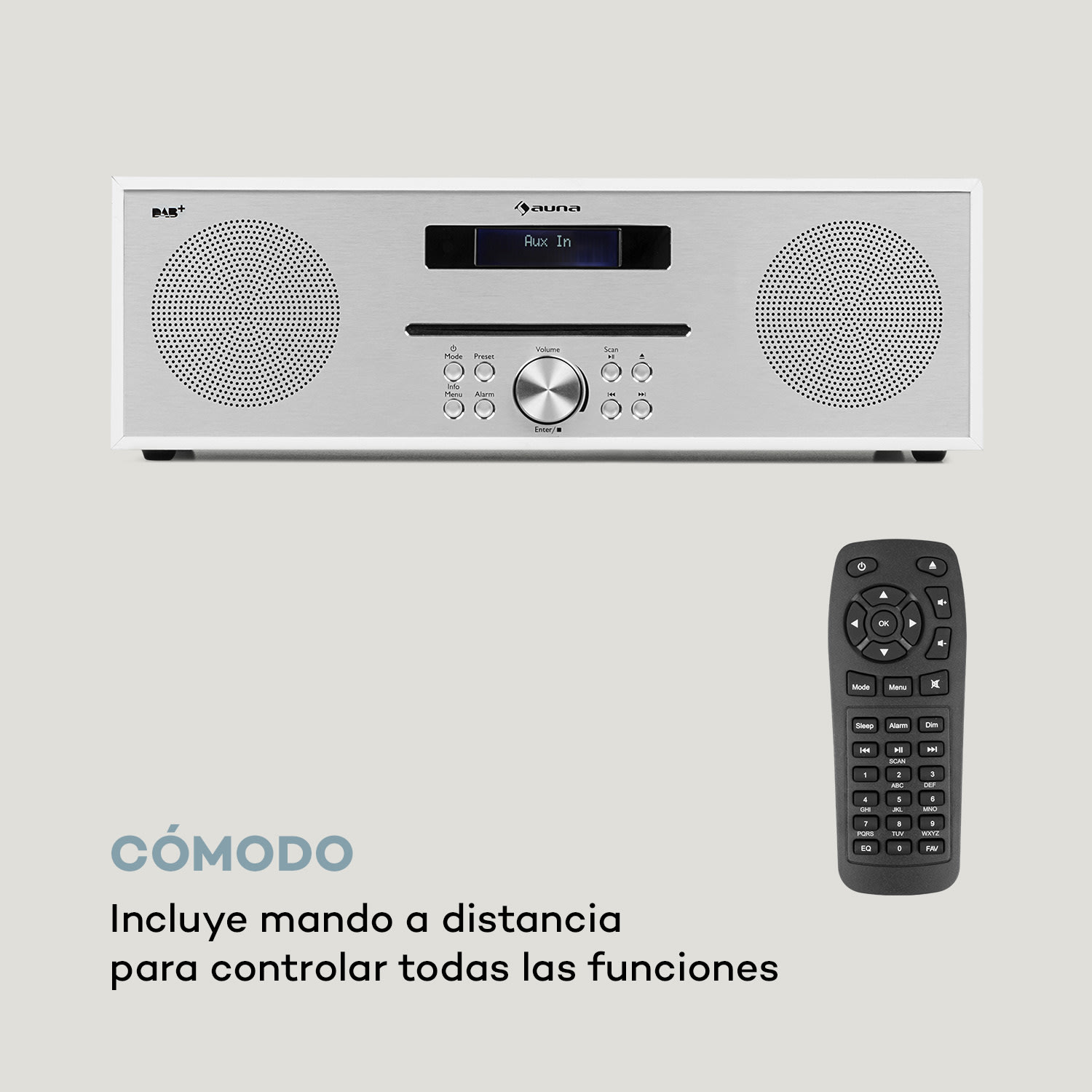 Silver Star CD-DAB 2x20W máx. reproductor de CD con ranura DAB+ BT Alu blanco 