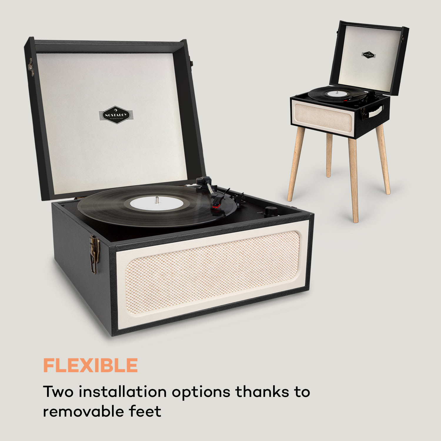Sarah Ann, gramofon, bluetooth, USB, 33, 45 a 78 ot./min., černý/krémový