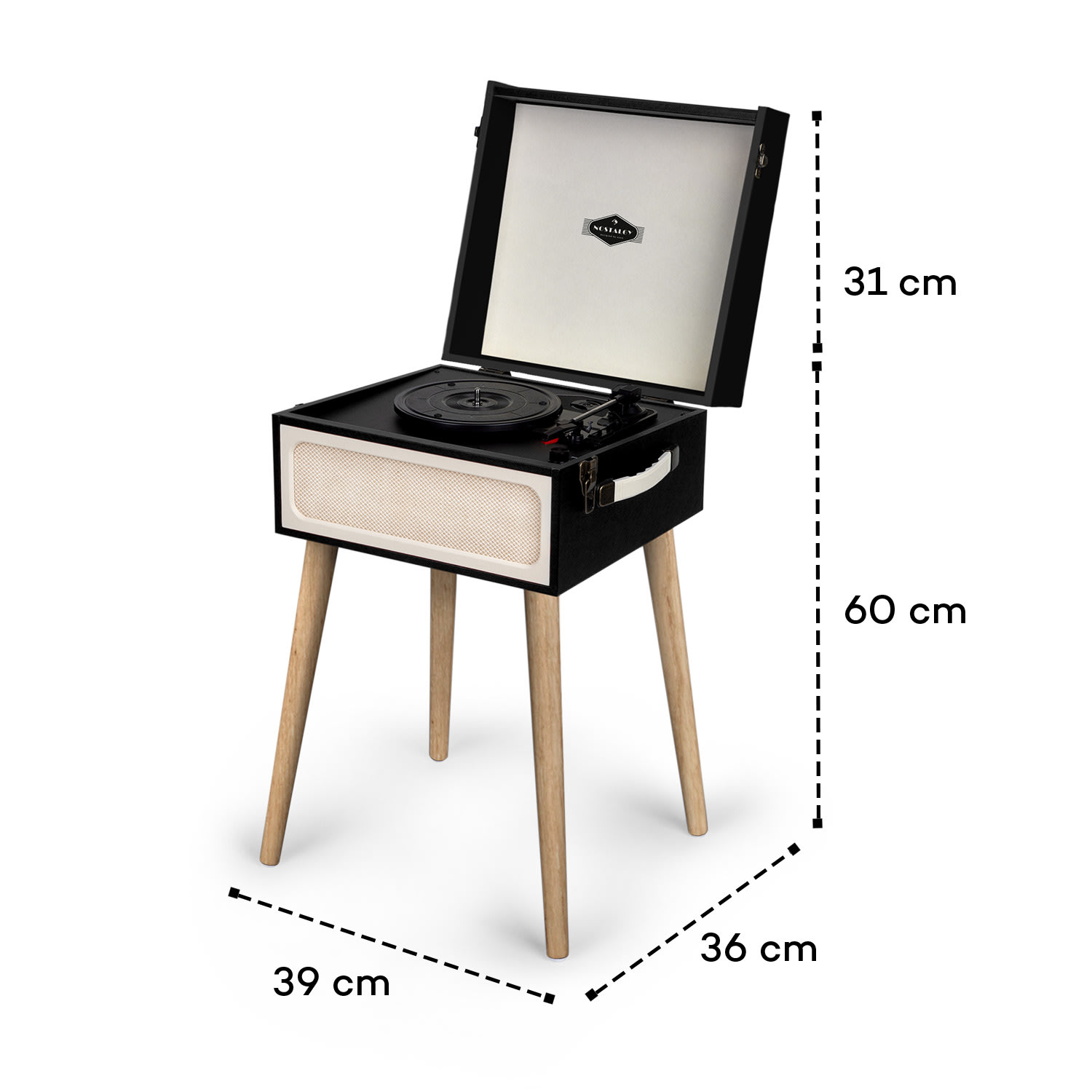 Sarah Ann, gramofon, bluetooth, USB, 33, 45 a 78 ot./min., černý/krémový