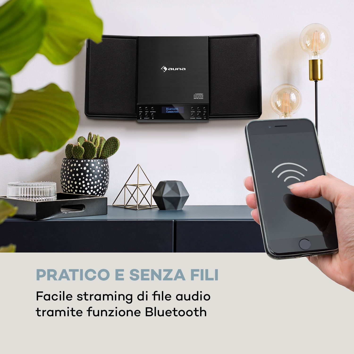 V14-DAB Imianto Stereo Verticale CD FM e DAB+ BT nero 