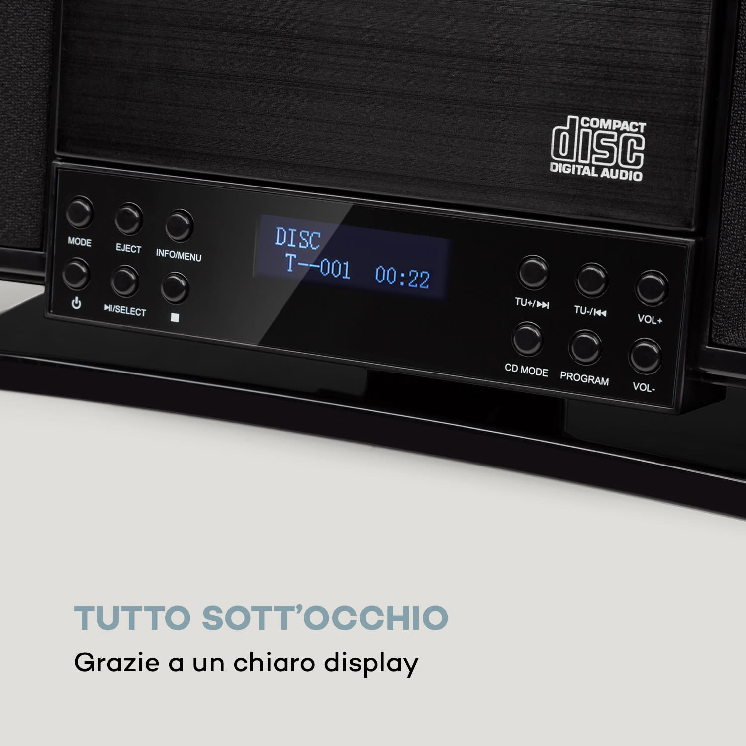 V14-DAB Imianto Stereo Verticale CD FM e DAB+ BT nero 