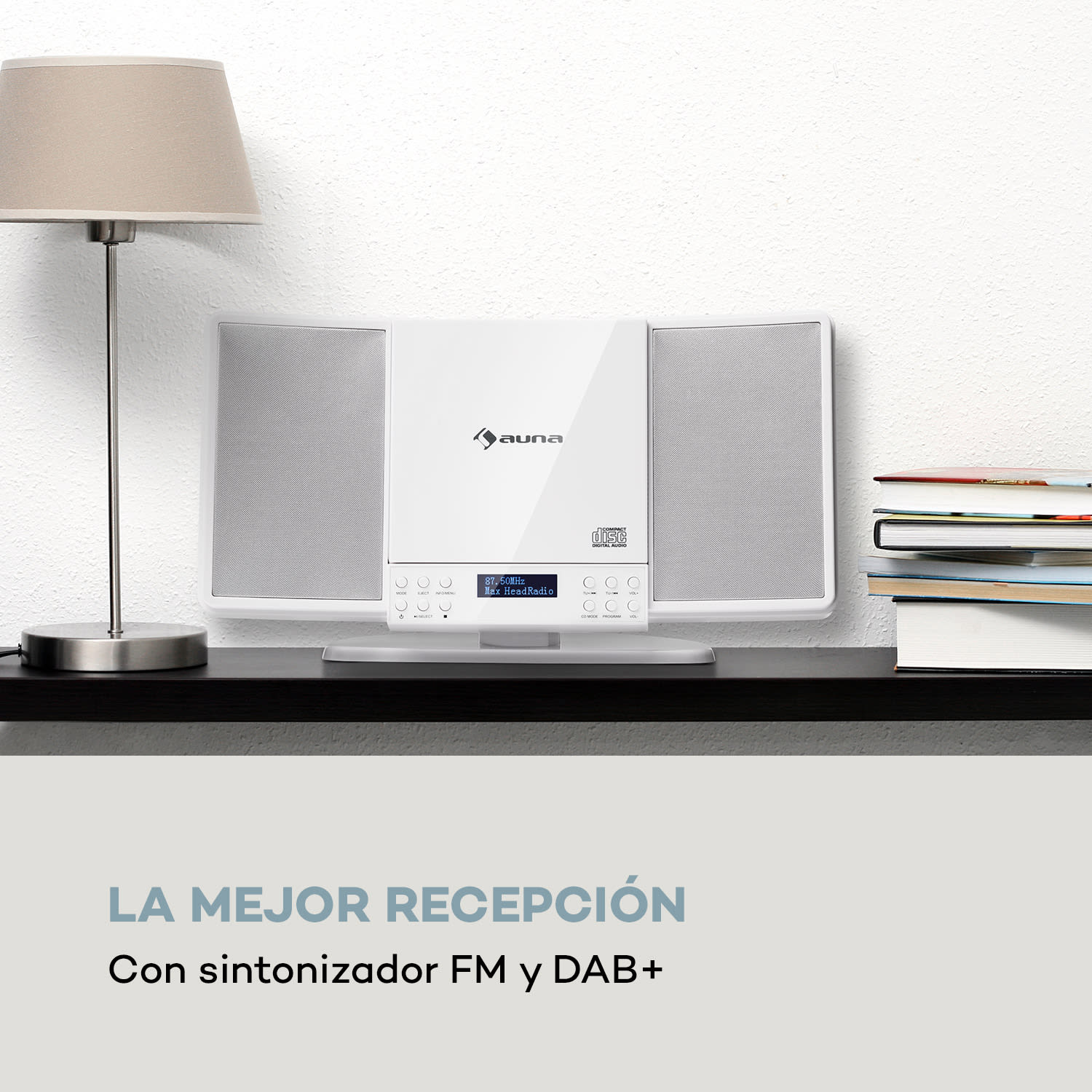 V14-DAB Equipo estéreo vertical CD Sintonizador FM y DAB+ Bluetooth Blanco Blanco