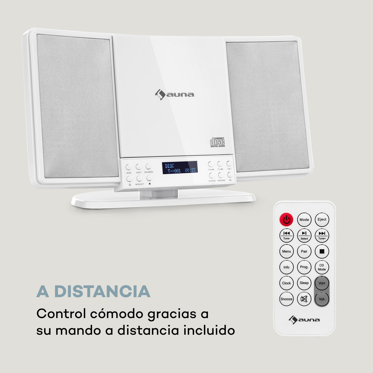 V14-DAB Equipo estéreo vertical CD Sintonizador FM y DAB+ Bluetooth Blanco Blanco