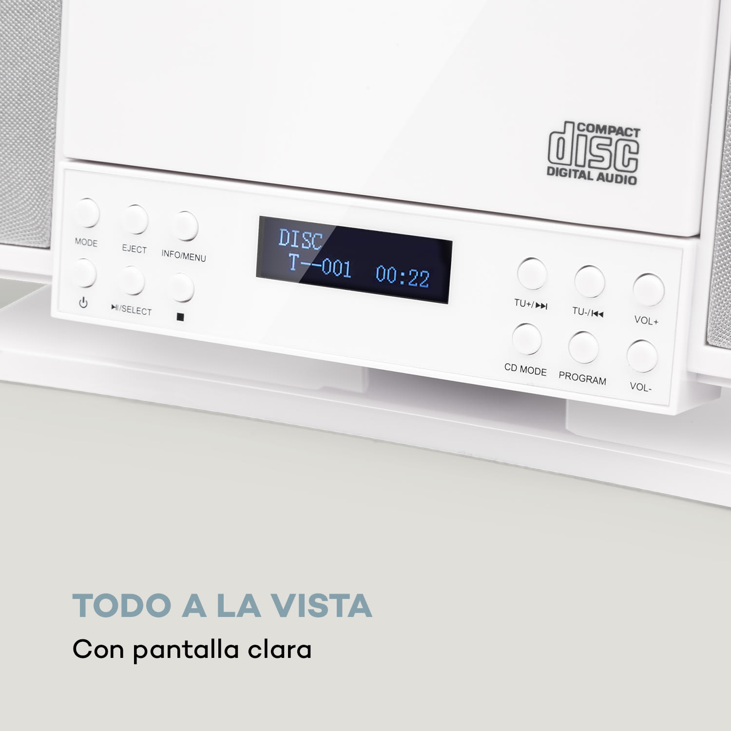 V14-DAB Equipo estéreo vertical CD Sintonizador FM y DAB+ Bluetooth Blanco Blanco