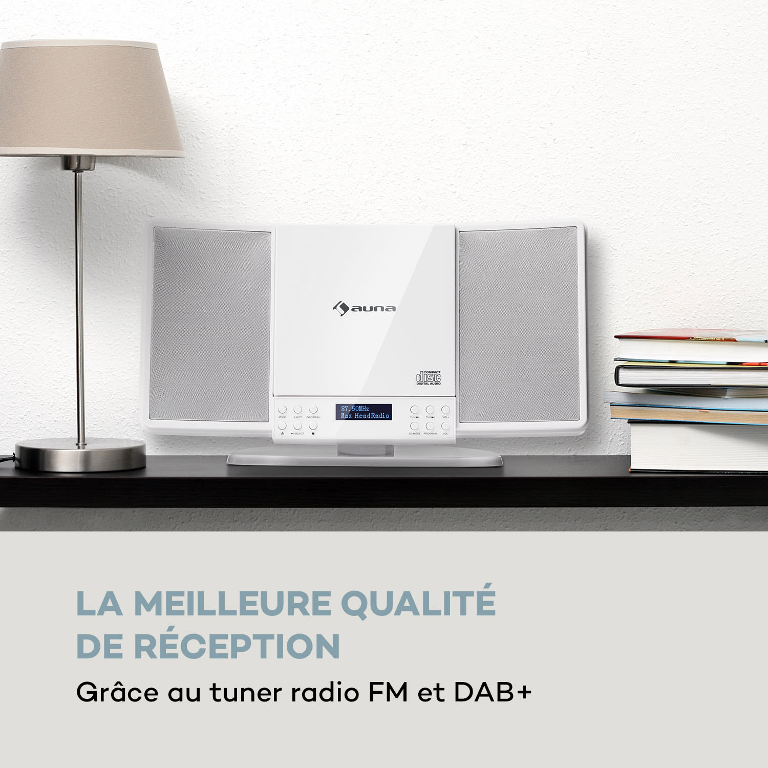 V14-DAB verticaal-stereo-installatie CD FM en DAB+ tuner BT wit Wit