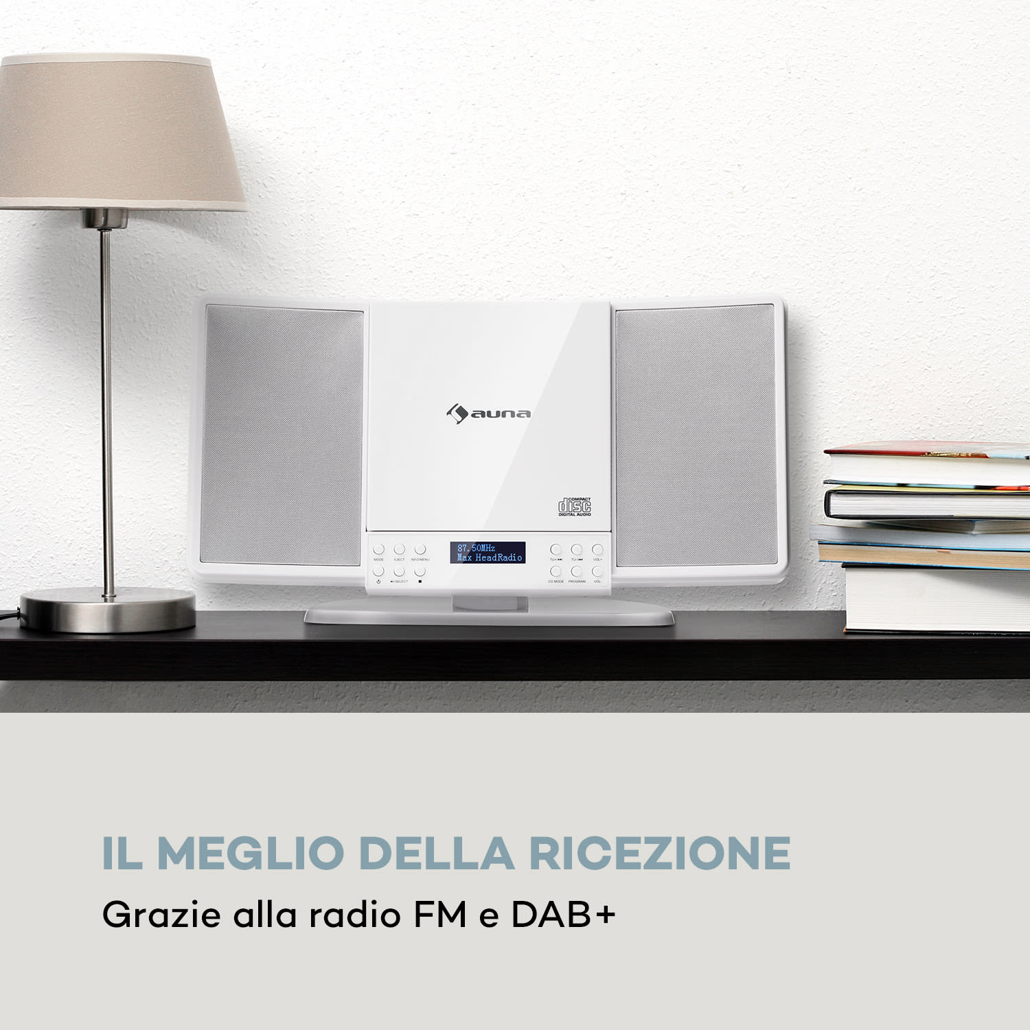 V14-DAB Impianto Stereo Verticale CD FM e DAB+ BT bianco Bianco
