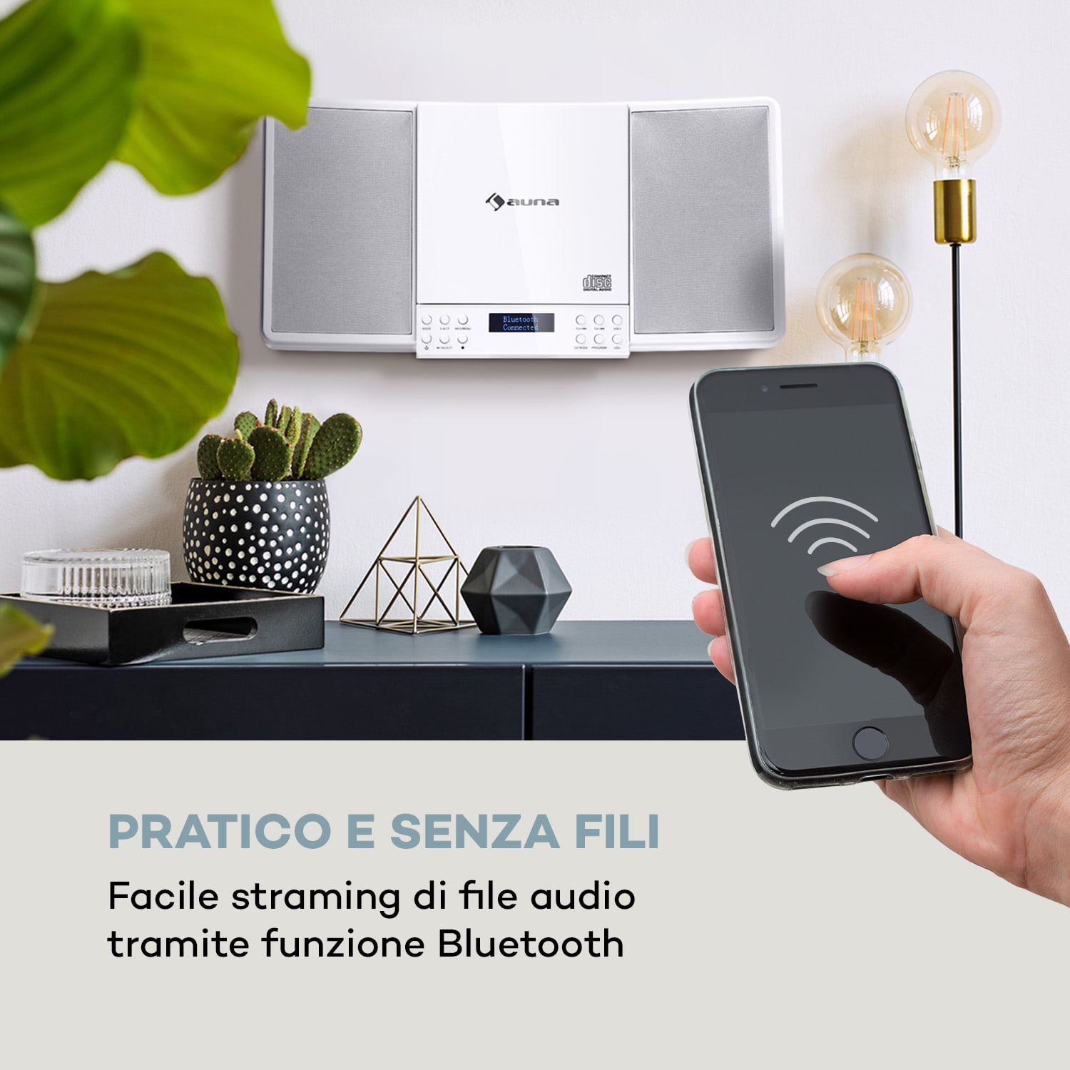 V14-DAB Impianto Stereo Verticale CD FM e DAB+ BT bianco Bianco