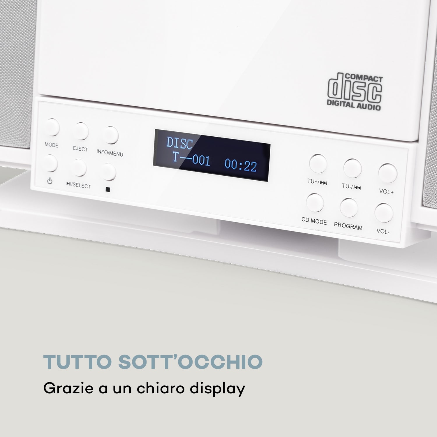 V14-DAB Impianto Stereo Verticale CD FM e DAB+ BT bianco Bianco