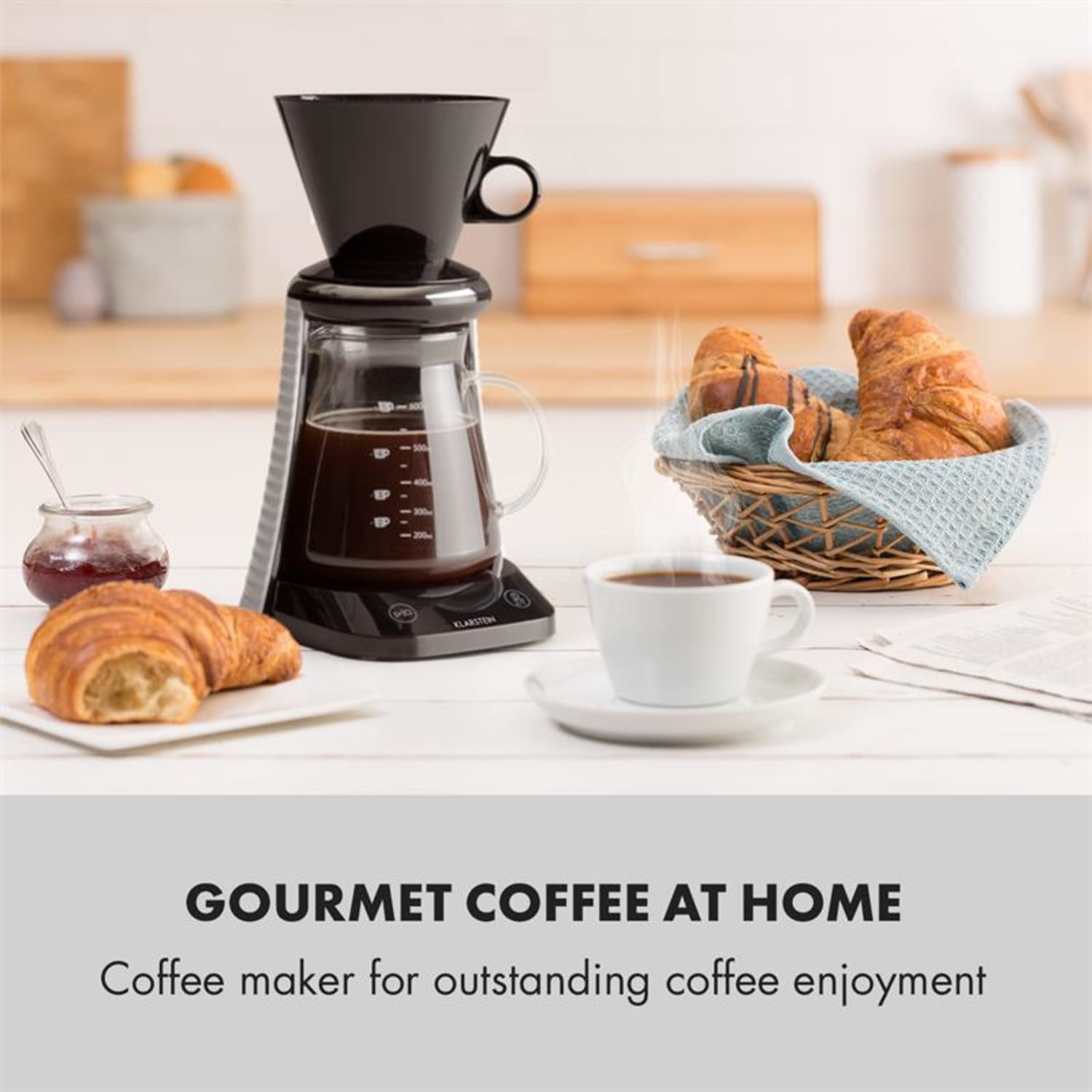 craft coffee Cafeteira Timer Jarra de vidro Acessório de Filtro 600 ml preto/branco 