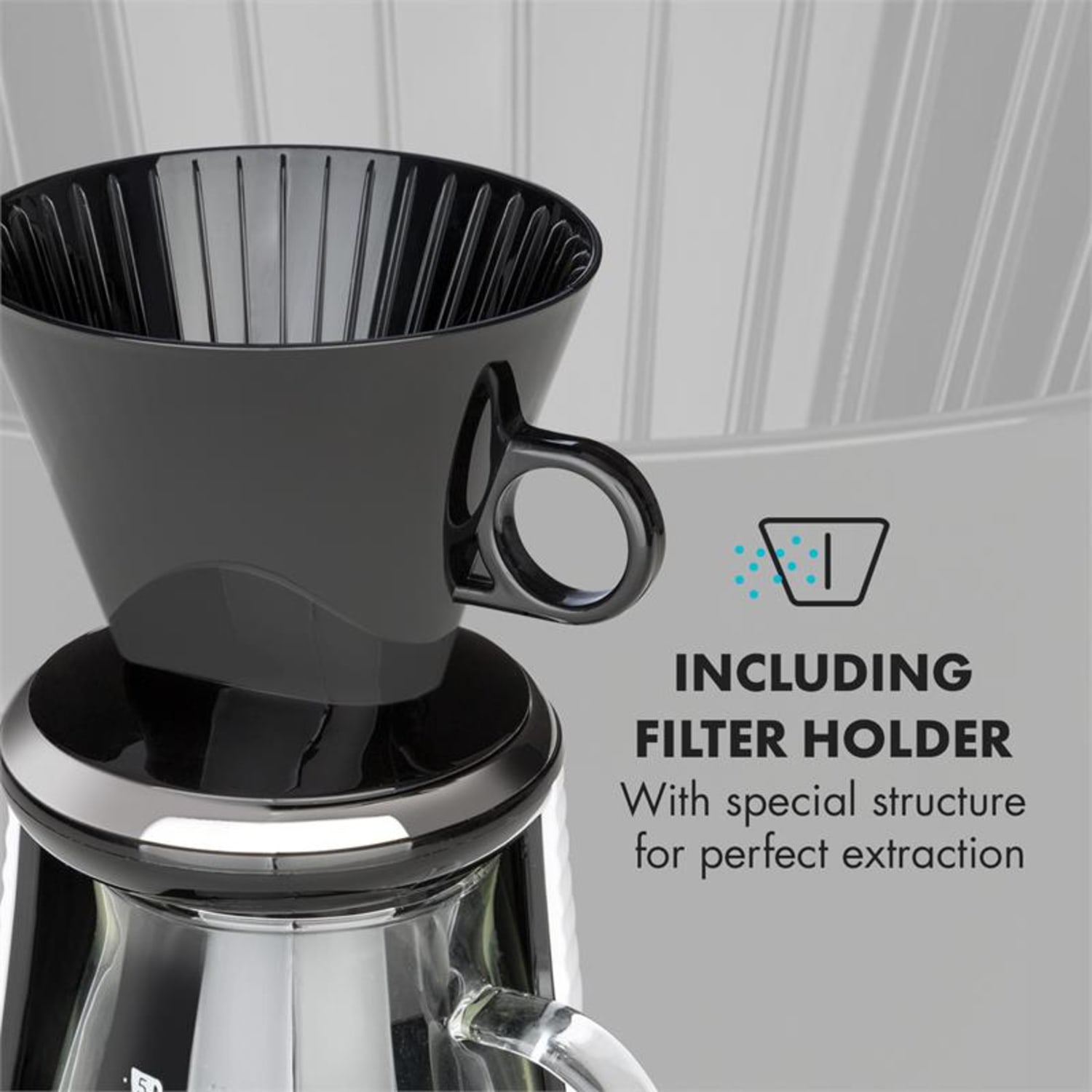 Craft Coffee, aparat de cafea cu recipient de sticlă, atașament de filtru, 600 ml, negru/alb