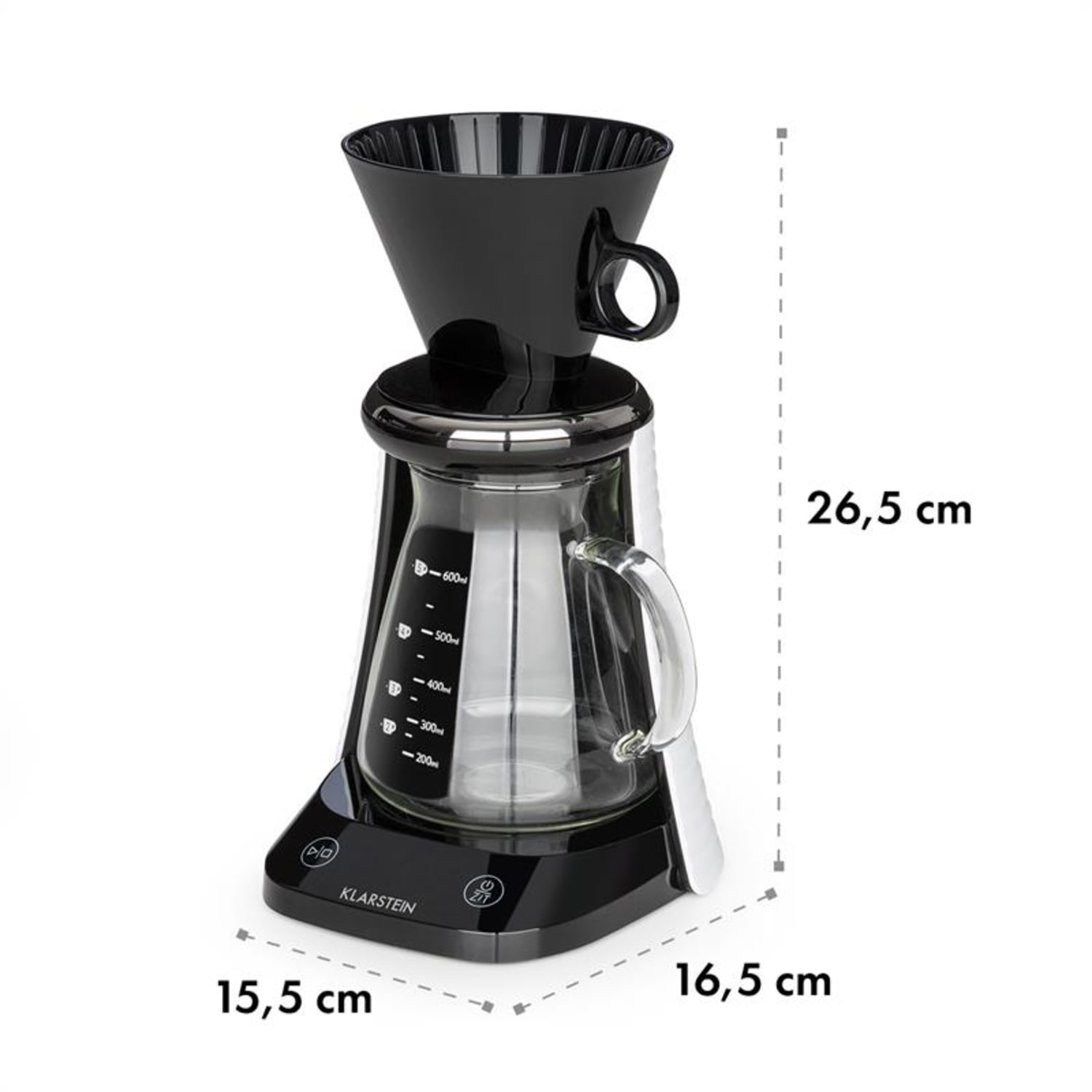 Craft Coffee, aparat de cafea cu recipient de sticlă, atașament de filtru, 600 ml, negru/alb