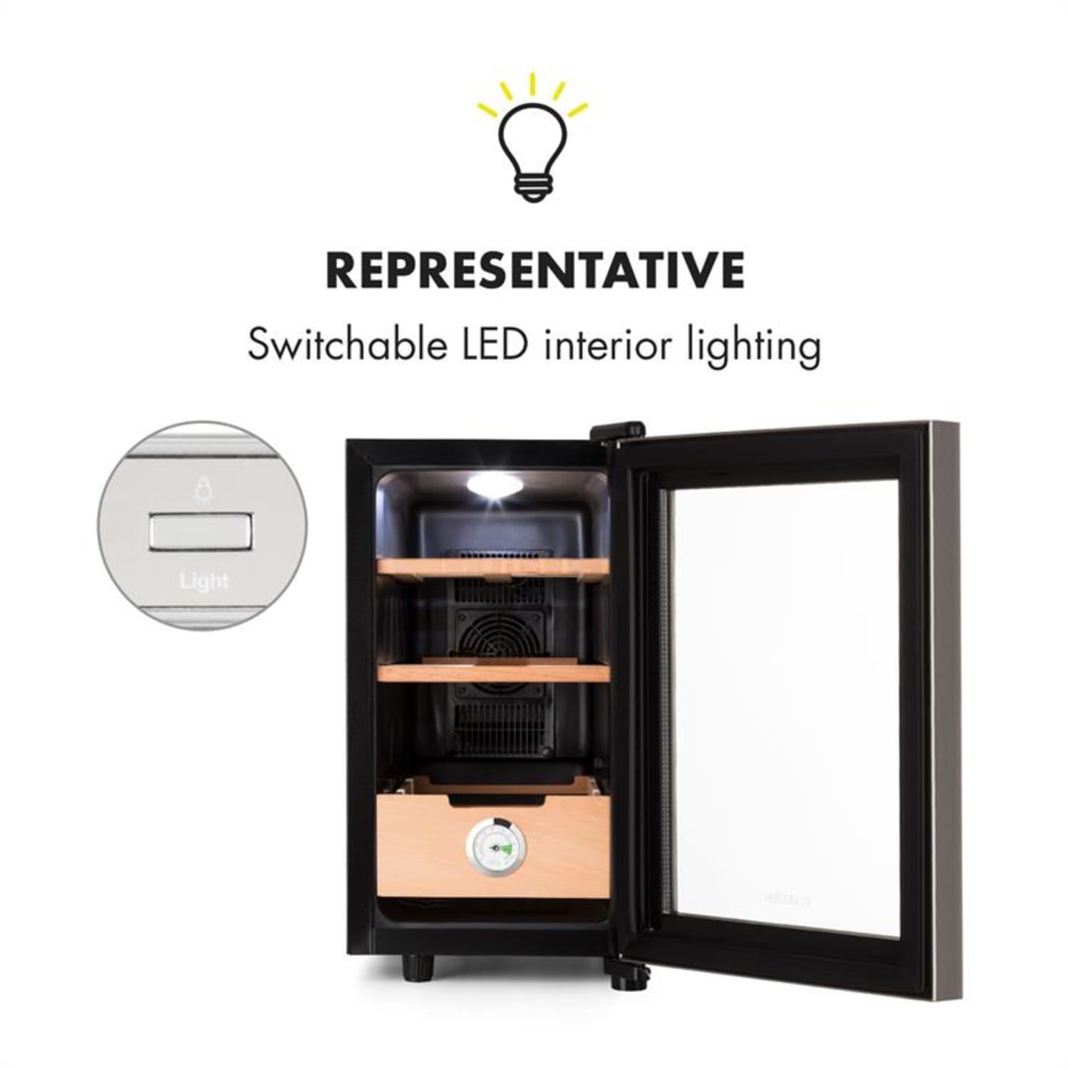 El Presidente 23 humidori 50 W kosketus pyökki 23 l LED musta 23 l | Ruostumaton Teräs