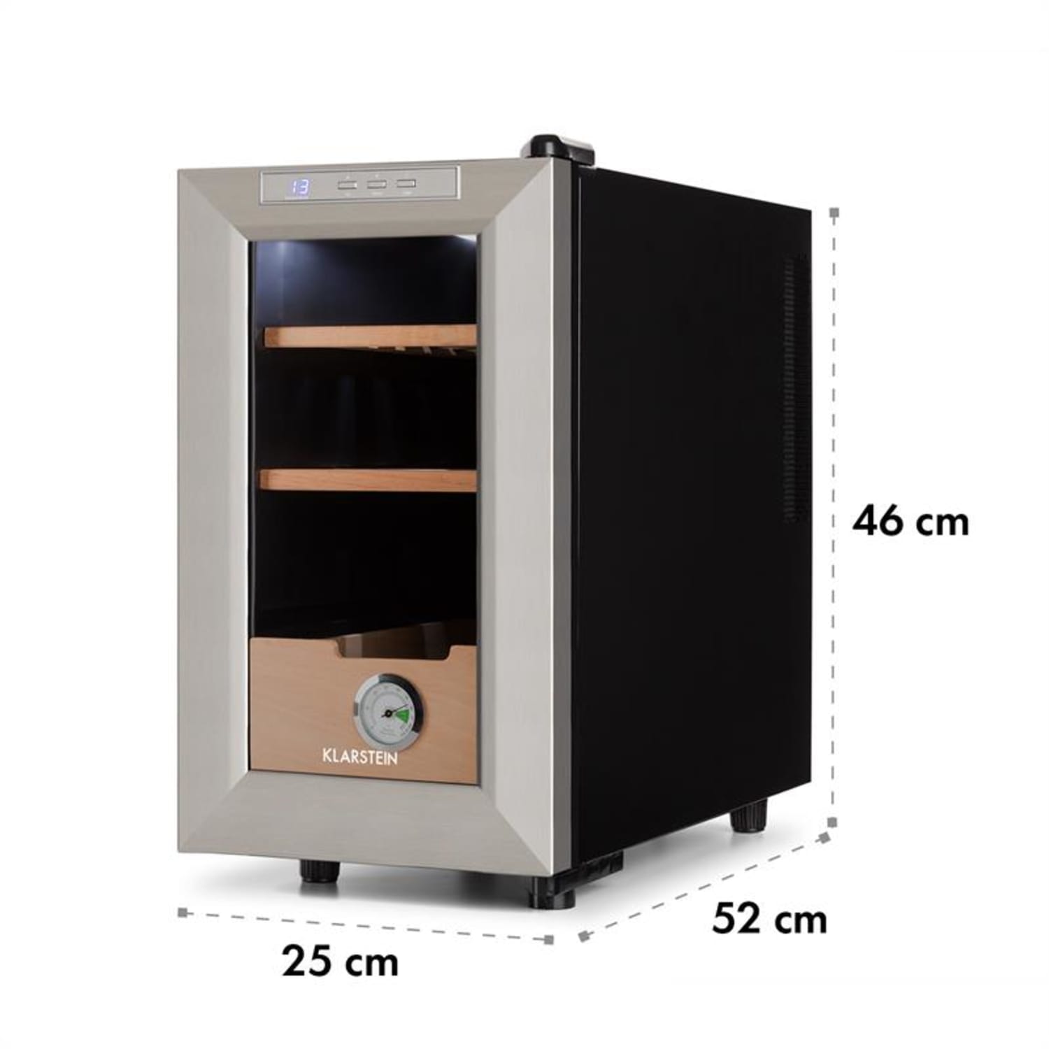 El Presidente 23 humidori 50 W kosketus pyökki 23 l LED musta 23 l | Ruostumaton Teräs