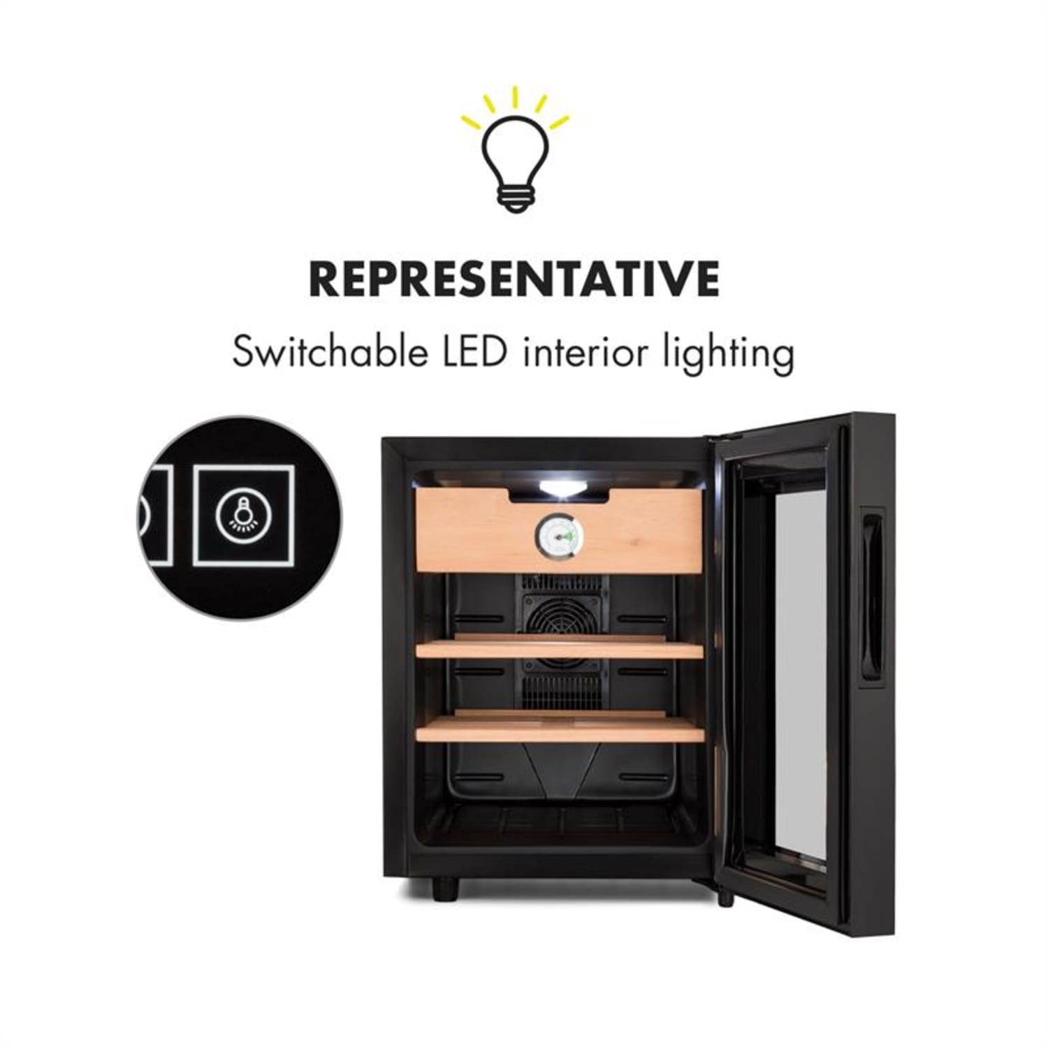 El Presidente 33 humidori 50 W kosketus setripuinen 33 l LED musta 33 l | Ruostumaton Teräs