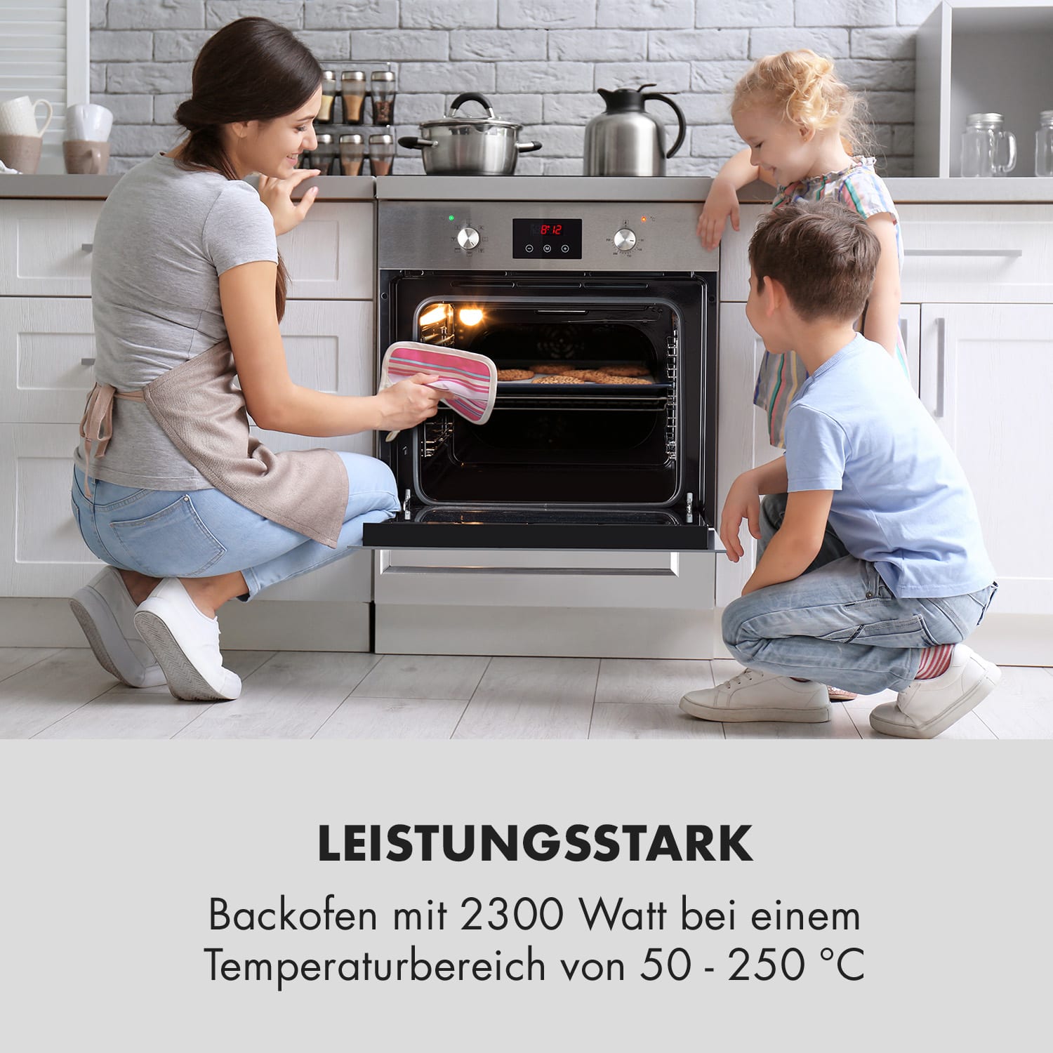 Kalahari Elektrischer Einbaubackofen 2300W 7 Funktionen schwarz 