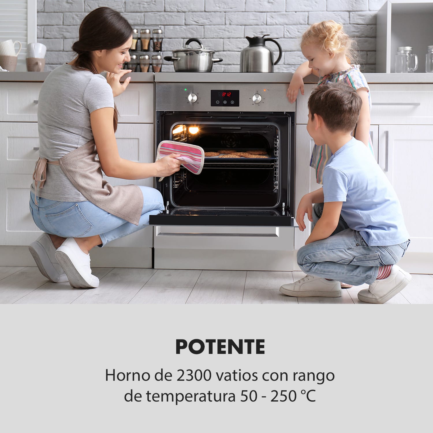 Kalahari Horno eléctrico encastrable 2300W 7 funciones Negro 