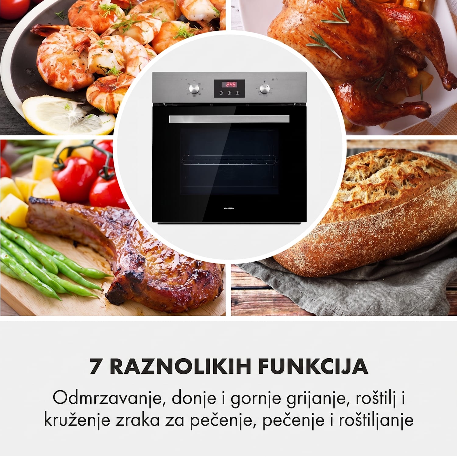 Kalahari, električna ugradbena pećnica, 2300 W, 7 funkcija, crna 