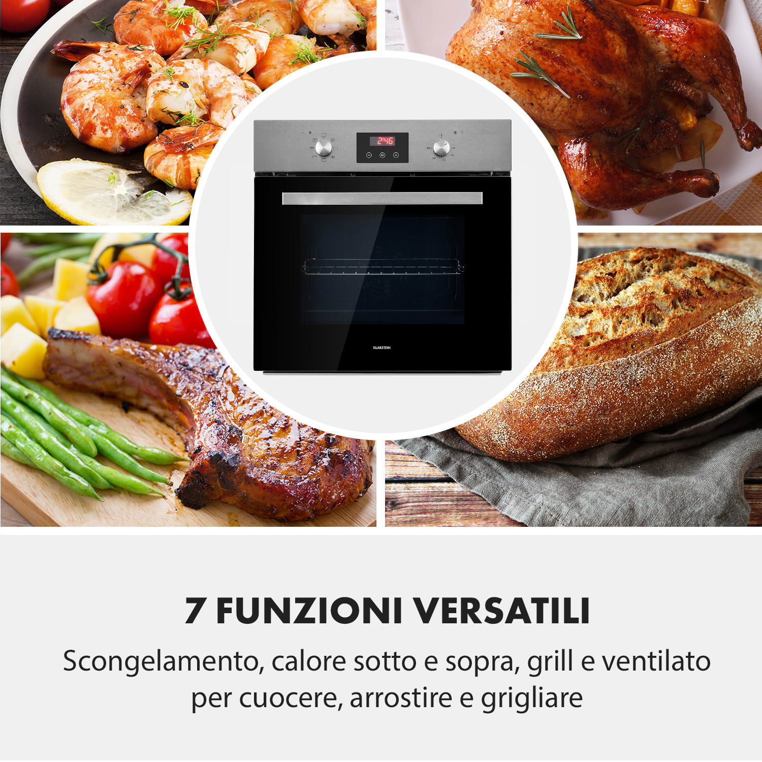 Kalahari forno elettrico da incasso 2300W 7 funzioni nero 