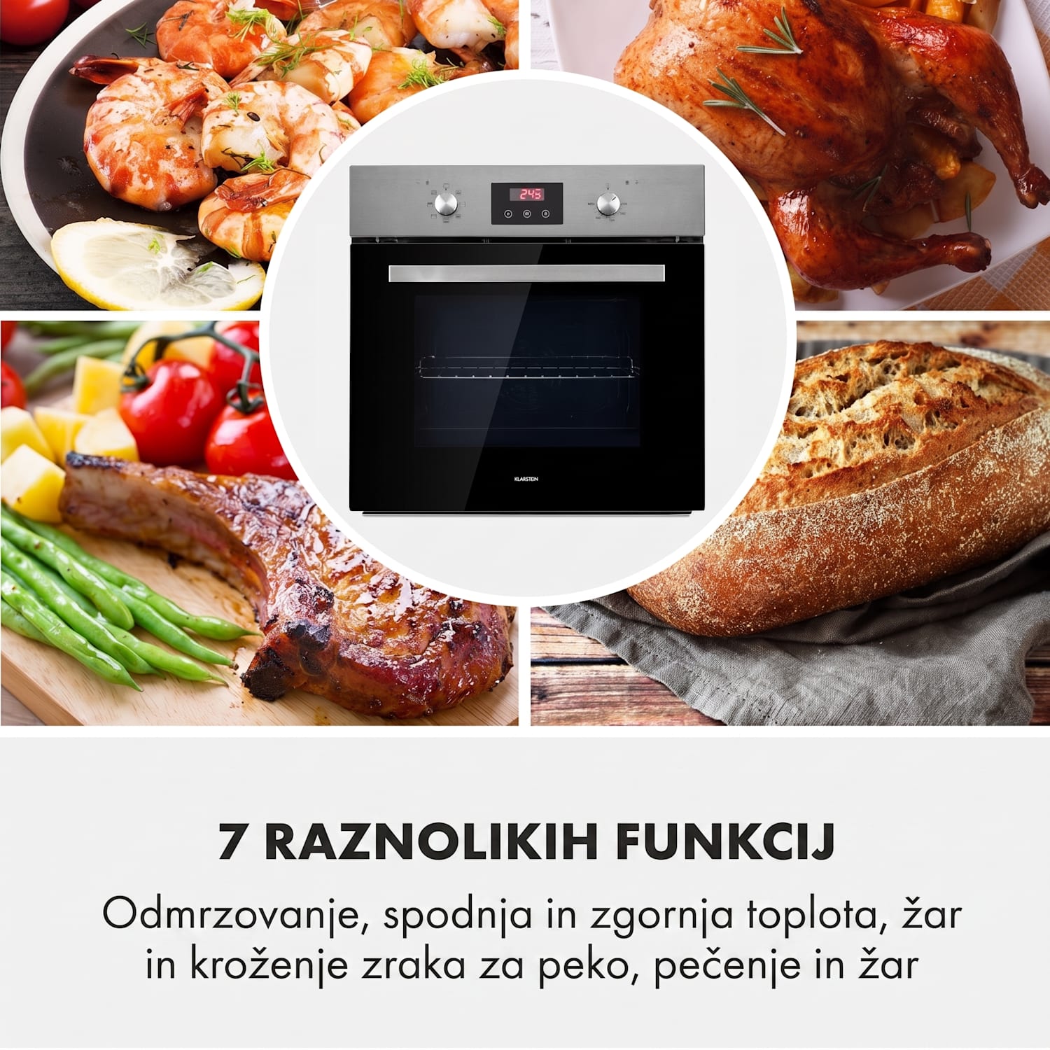 Kalahari, električna vgrajena pečica, 2300 W, 7 funkcij, črna 
