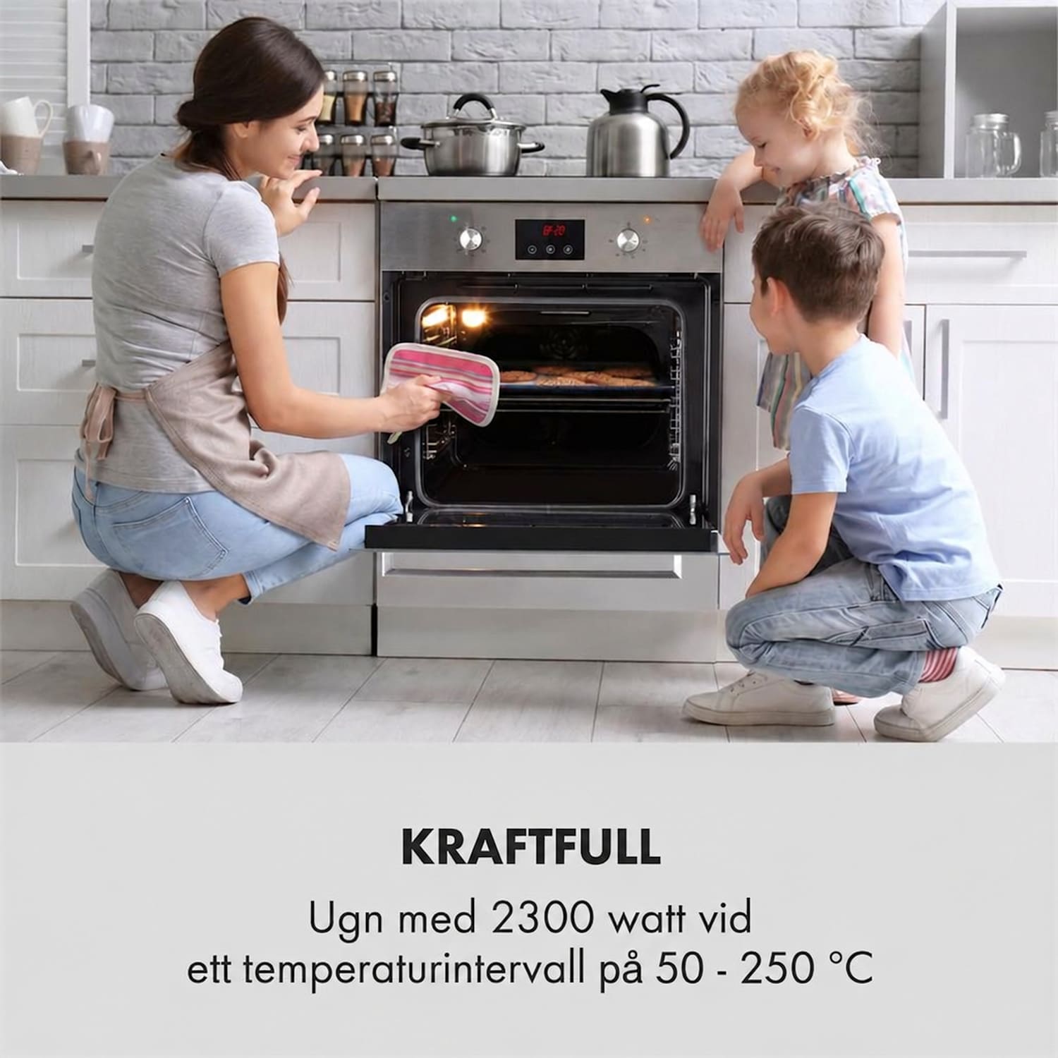Kalahari elektrisk inbyggnadsugn 2 300 W 7 funktioner svart 