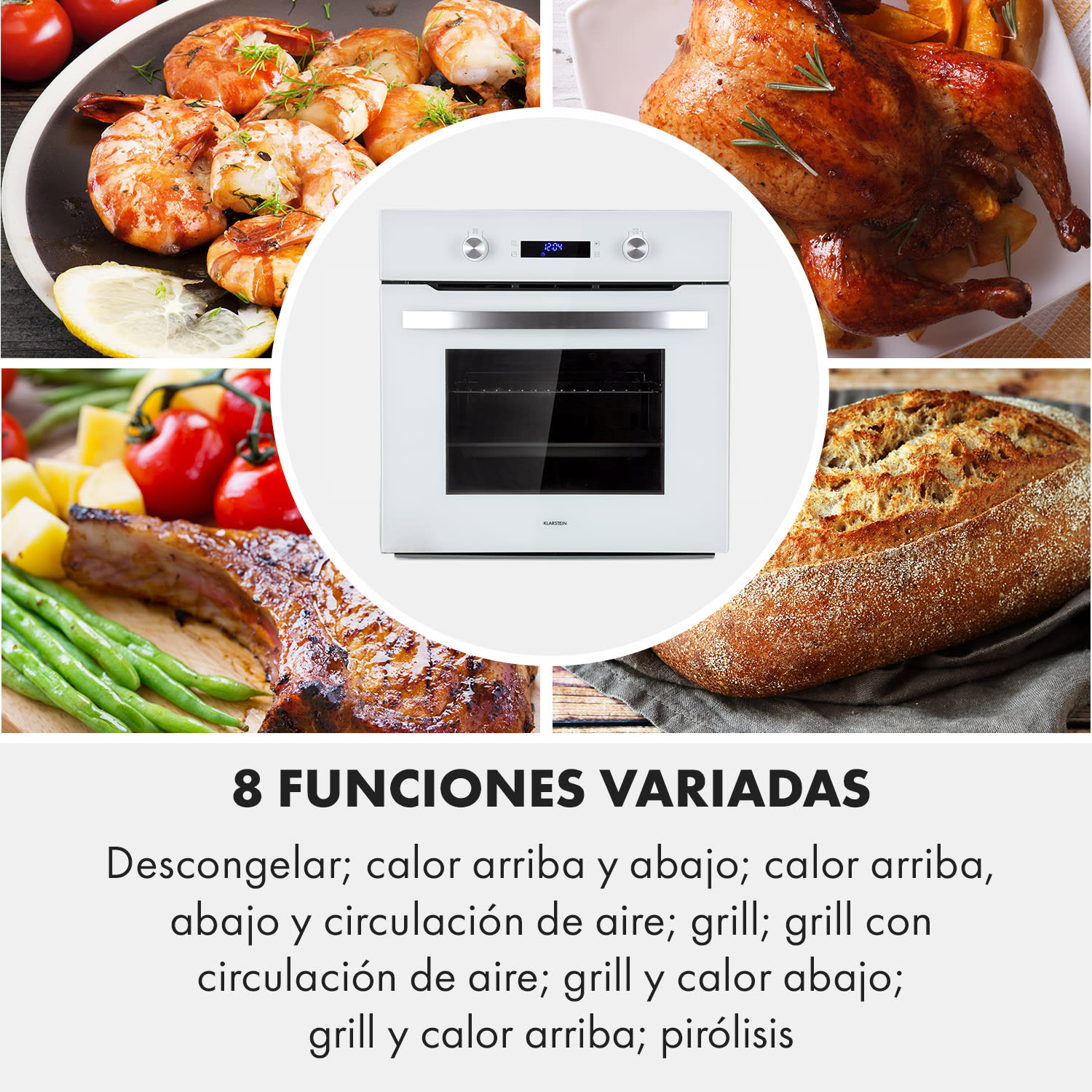 Gusteau Horno eléctrico encastrable 2950W 8 funciones  Blanco
