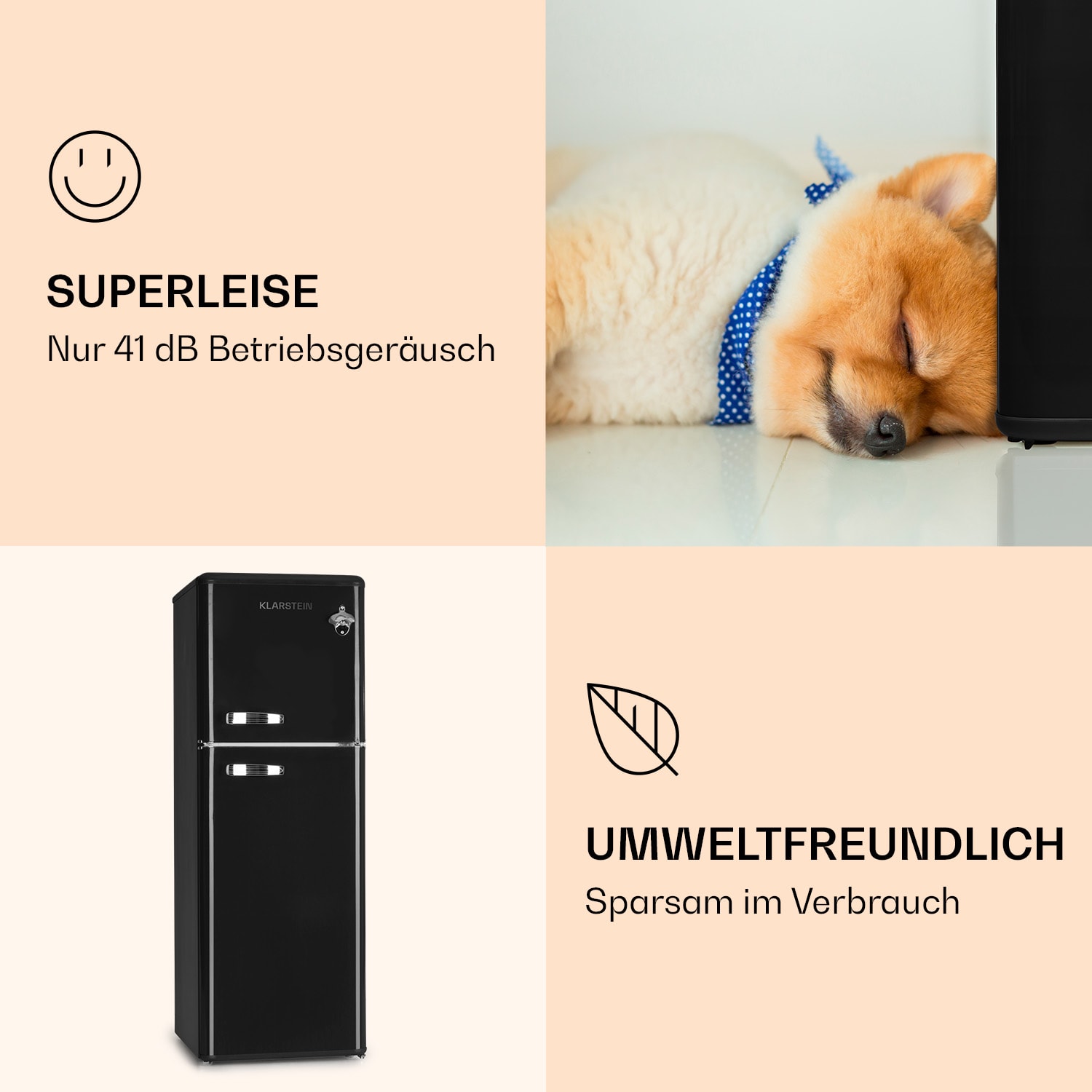 Audrey Kühl- & Gefrierkombination 97l/39l Retro-Look 2 Böden Schwarz