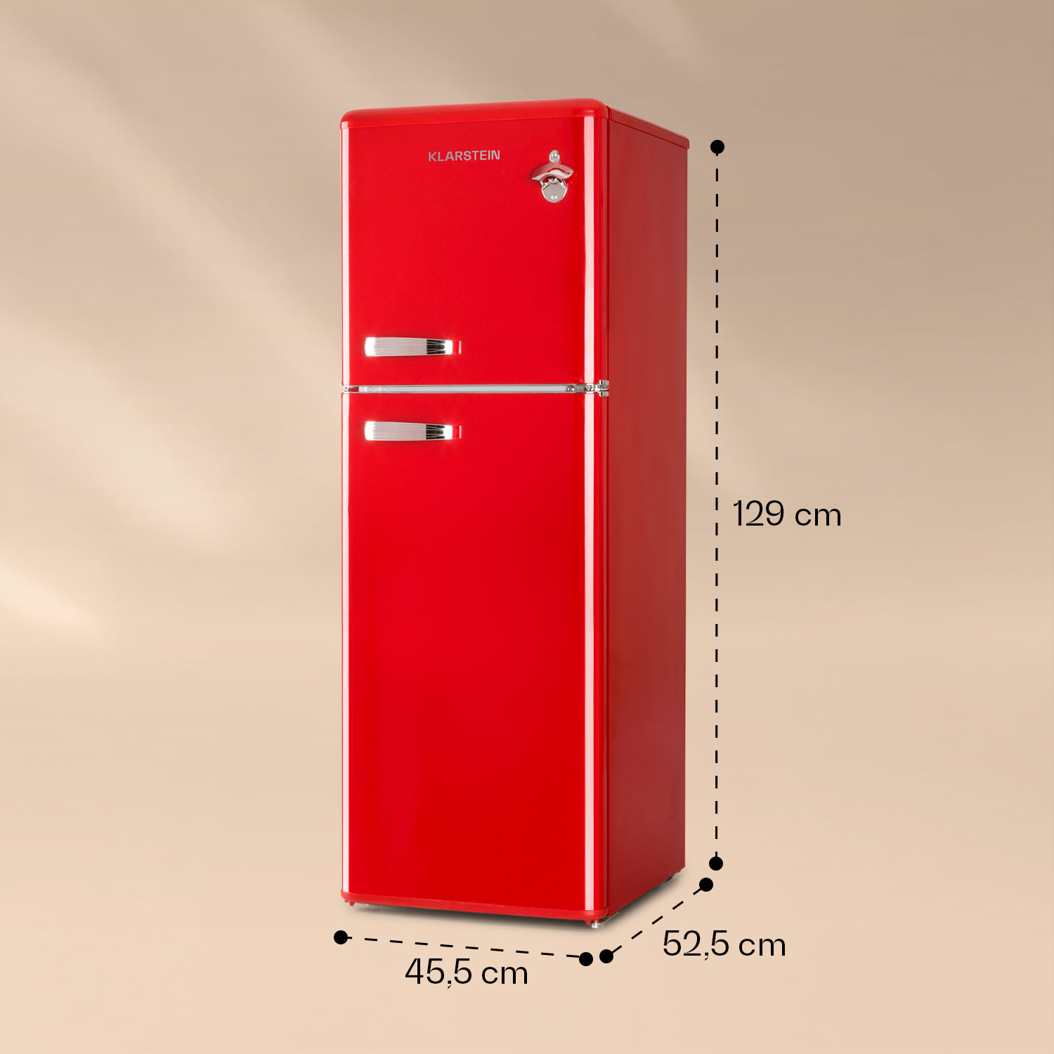 Audrey koelvriescombinatie 97 liter/ 39 liter retro look 2 schappen Rood